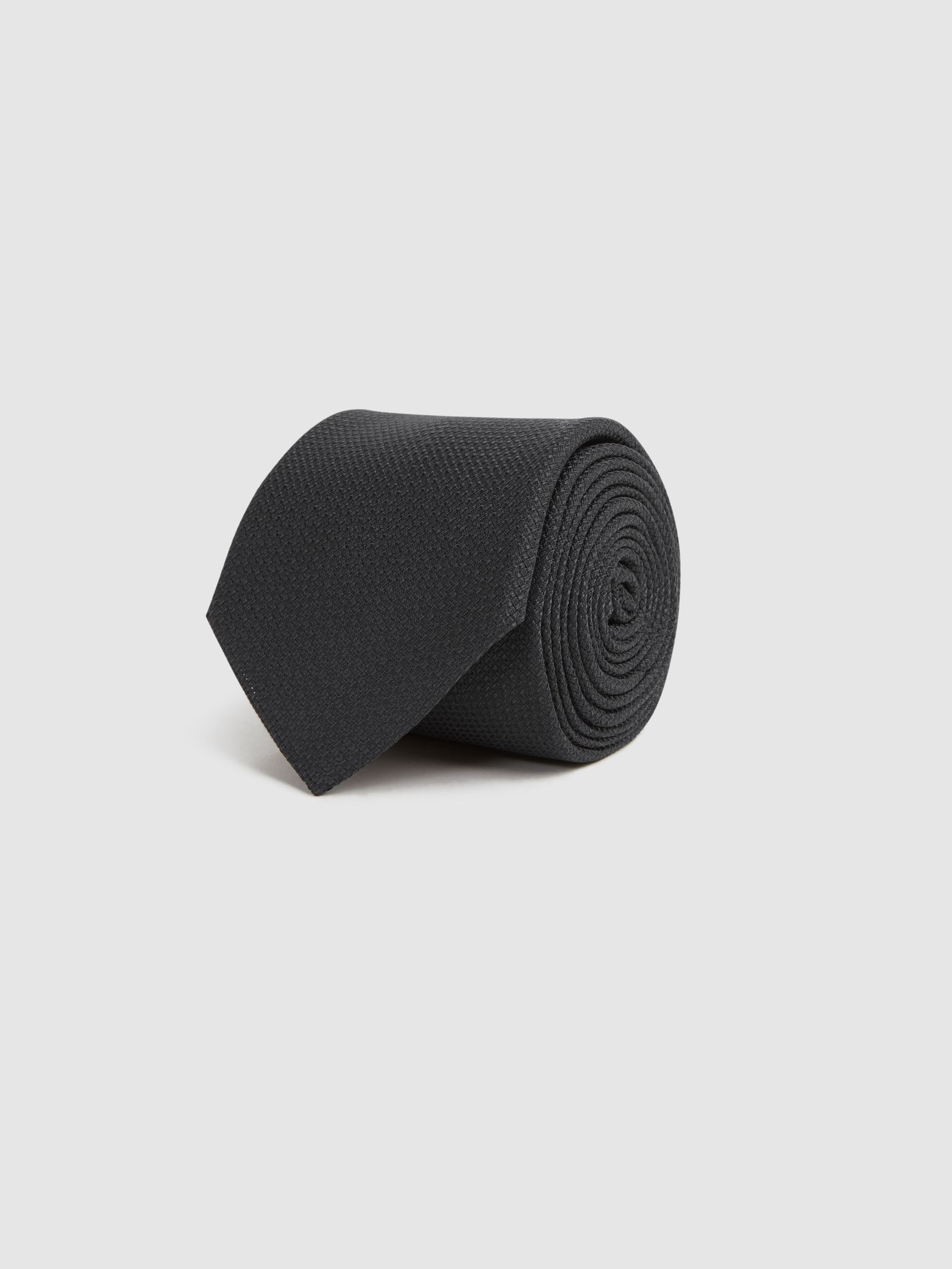 Textured Silk Blend Tie in Black - image 4