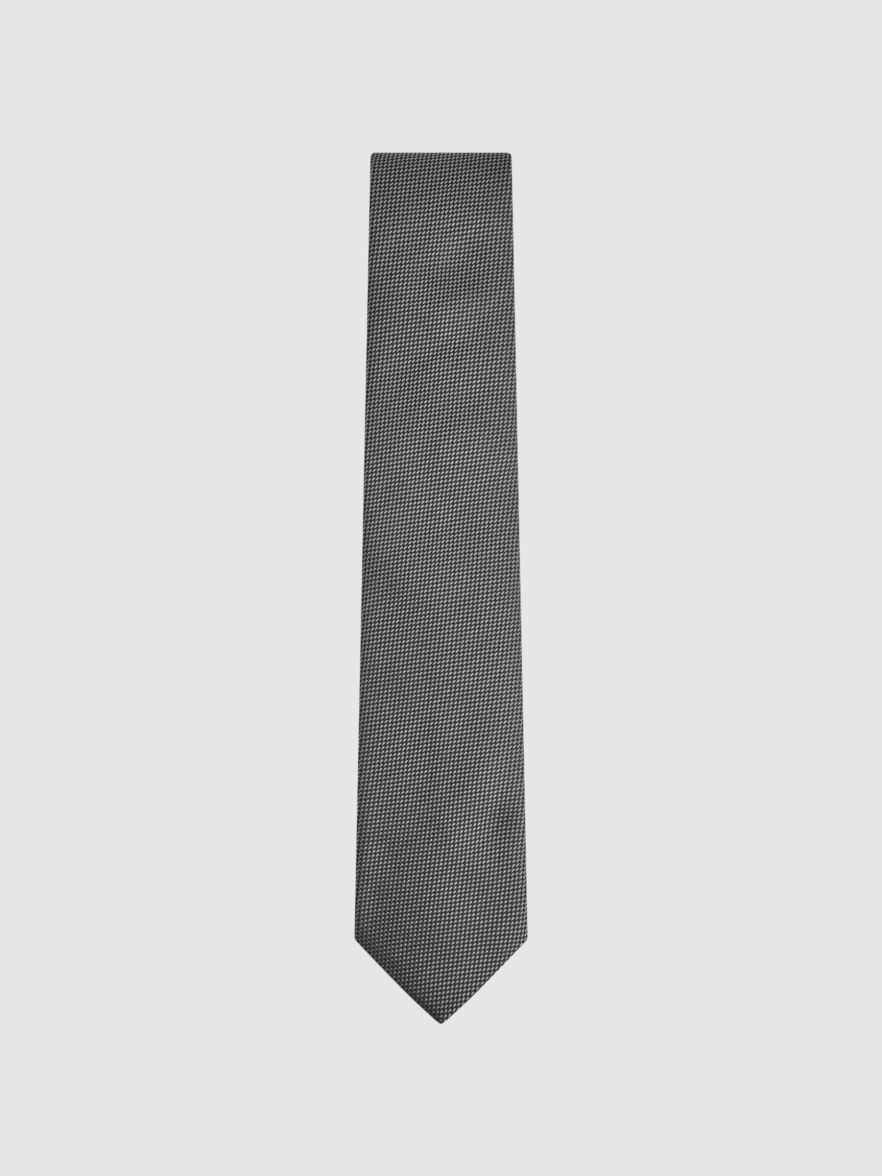 Textured Silk Blend Tie in Charcoal - Image 1 of 6