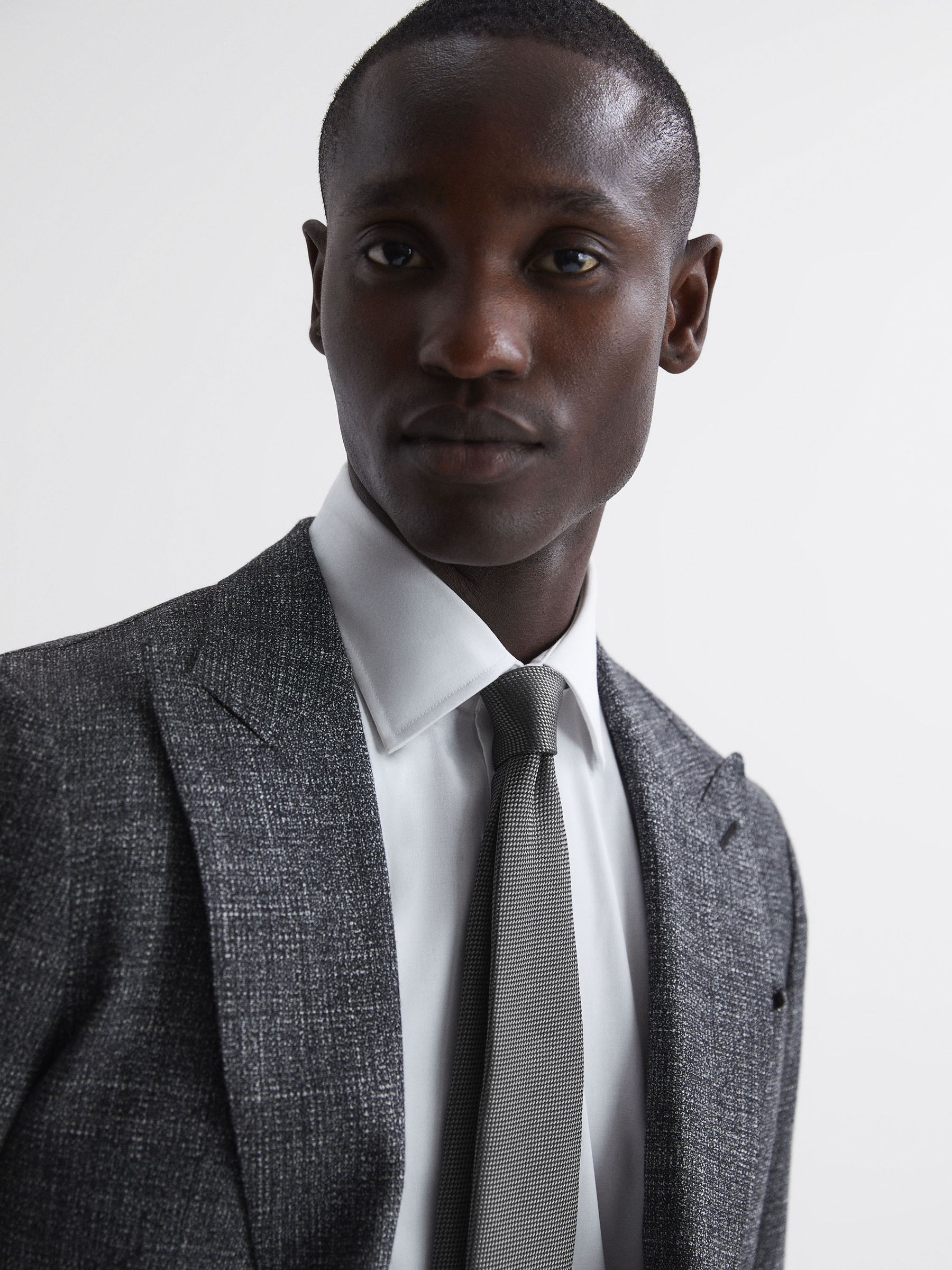 Textured Silk Blend Tie in Charcoal - Image 6 of 6
