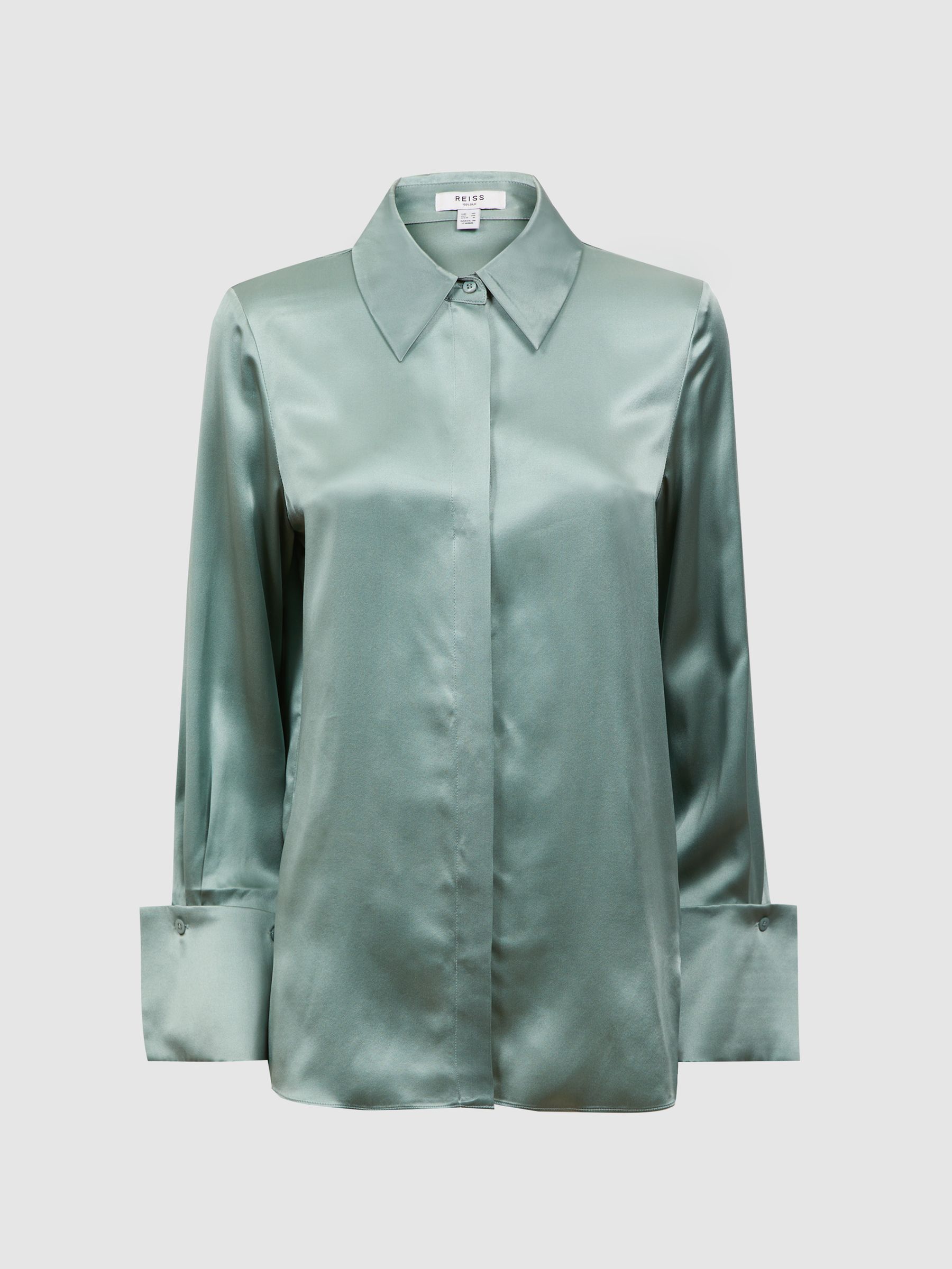 Reiss Silk Shirt in Sage | REISS