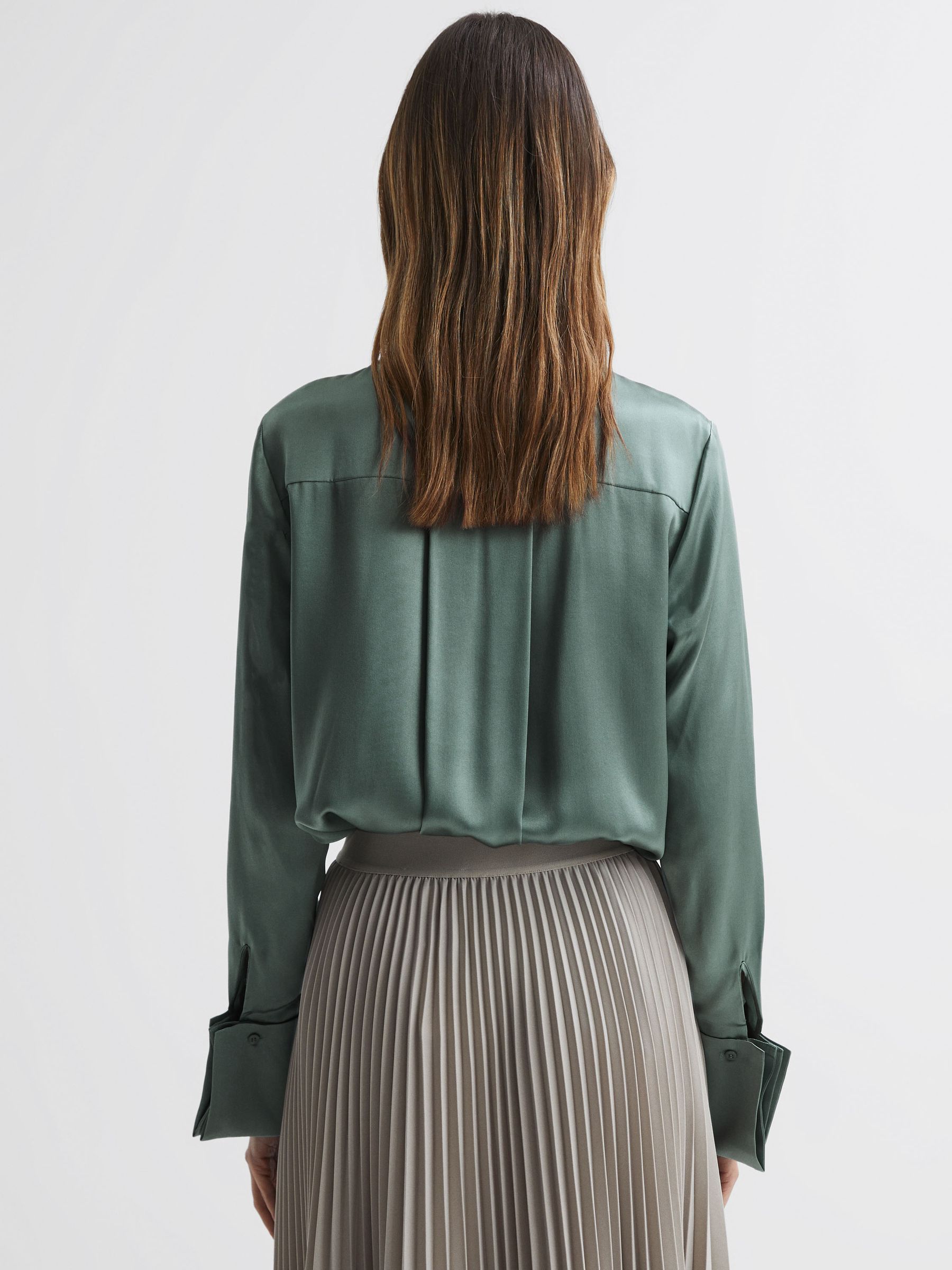 Silk Shirt in Sage - Image 4 of 5