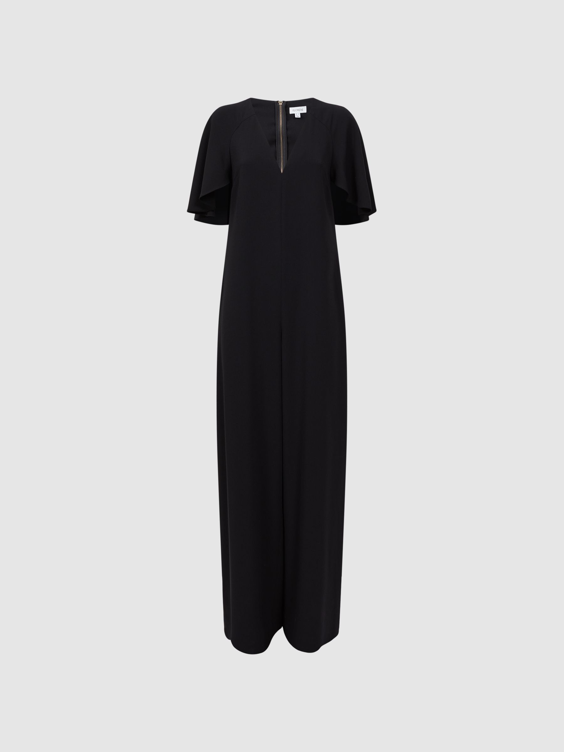 Florere Relaxed Fit Cape Sleeve Jumpsuit in Black - Image 2 of 7
