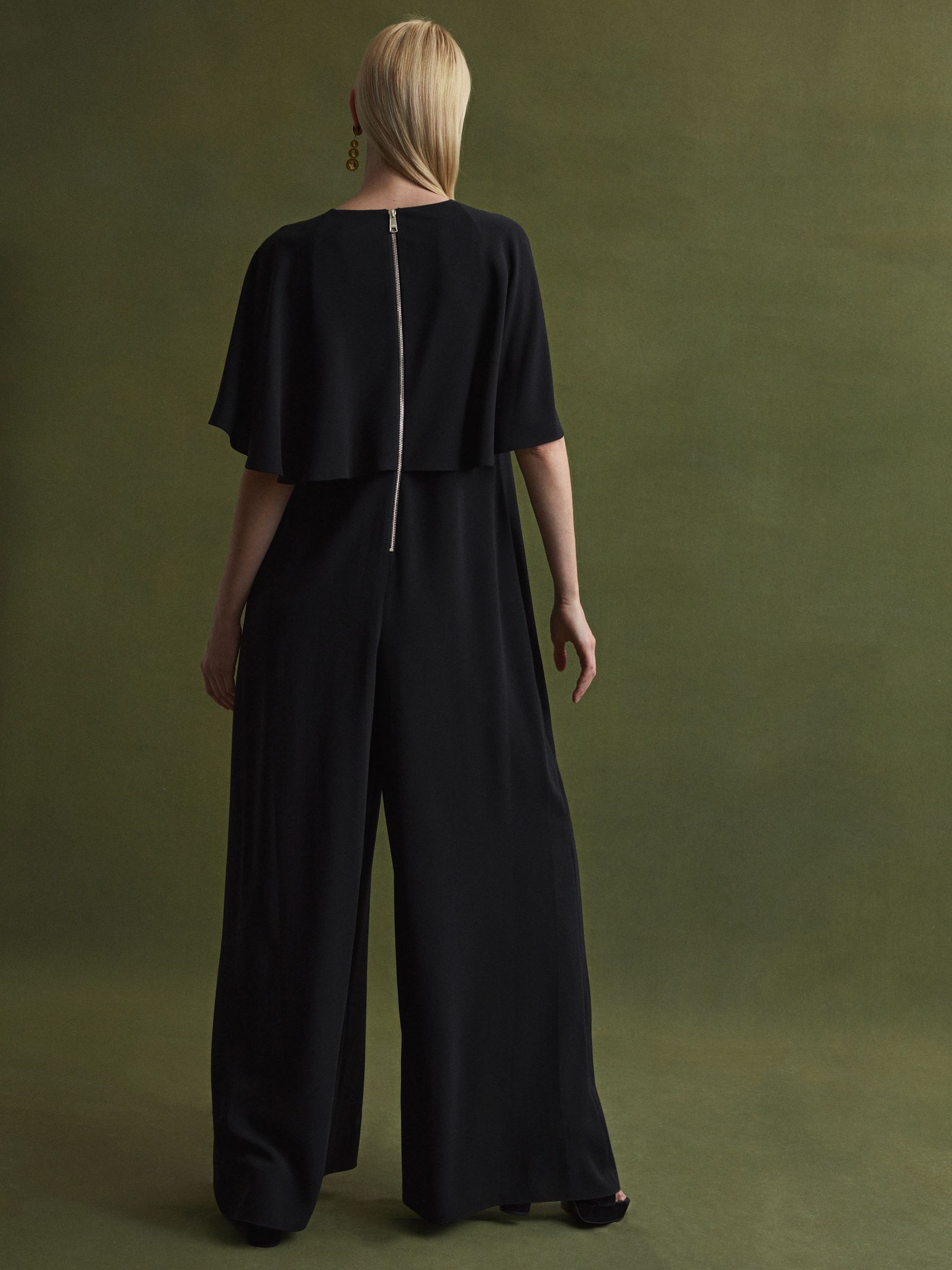 Florere Relaxed Fit Cape Sleeve Jumpsuit in Black - Image 5 of 7