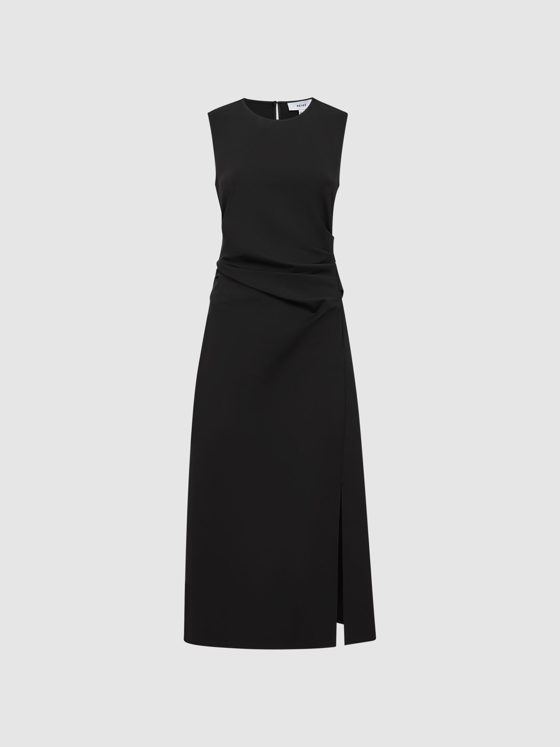 Ruched Bodycon Midi Dress in Black - Image 2 of 5 Ruched Bodycon Midi Dress in Black - Image 2 of 5