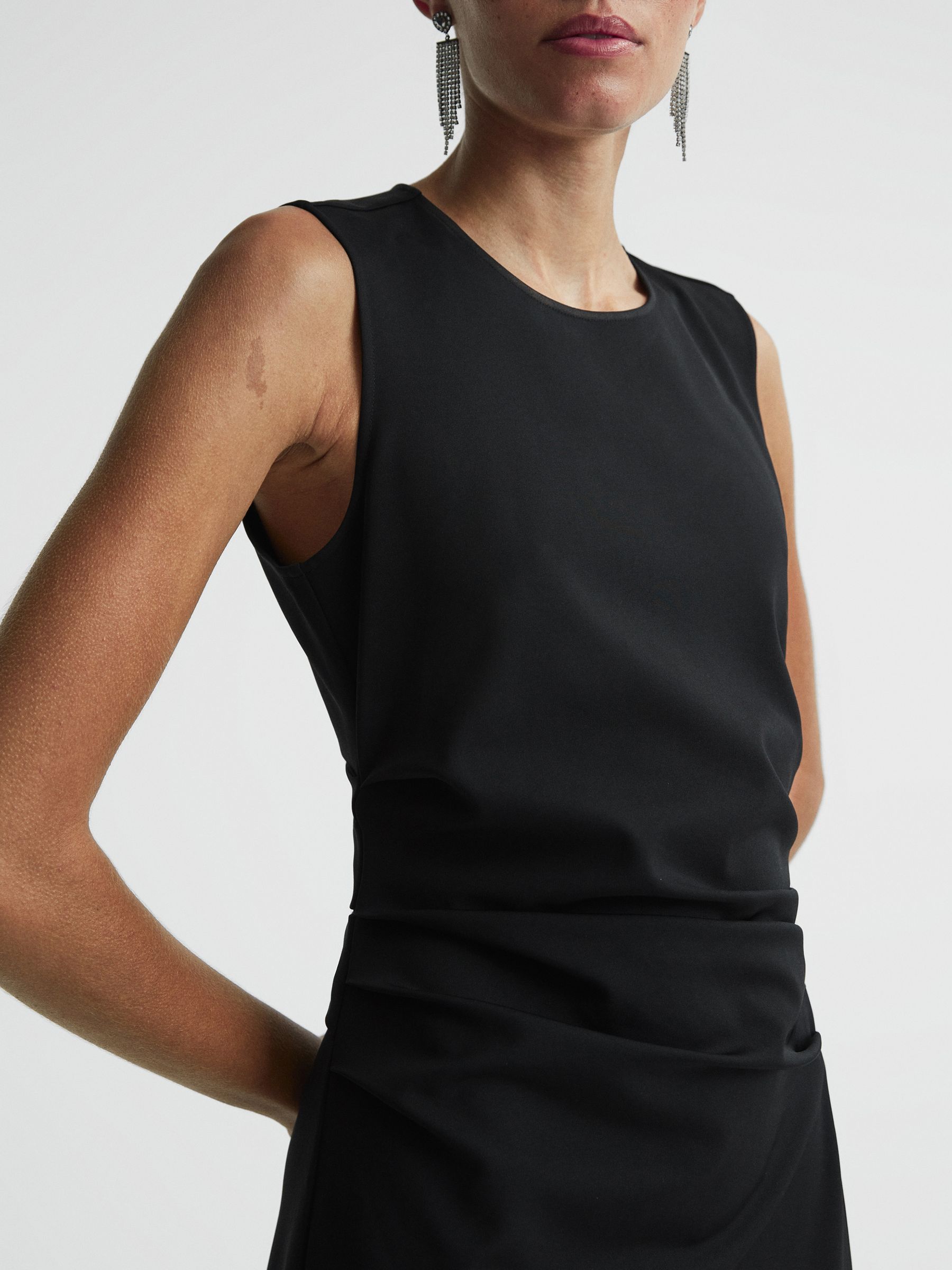 Ruched Bodycon Midi Dress in Black - Image 4 of 5