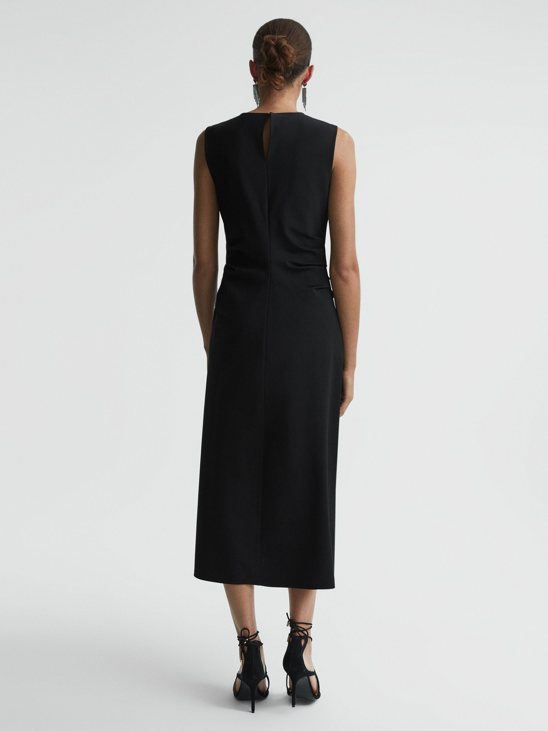 Ruched Bodycon Midi Dress in Black - Image 5 of 5