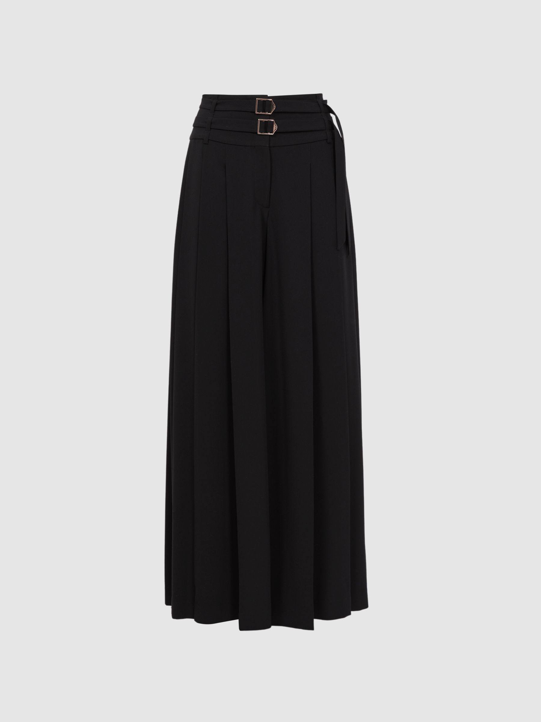 Florere Wide Leg Belted Trousers in Black - Image 2 of 5 Florere Wide Leg Belted Trousers in Black - Image 2 of 5