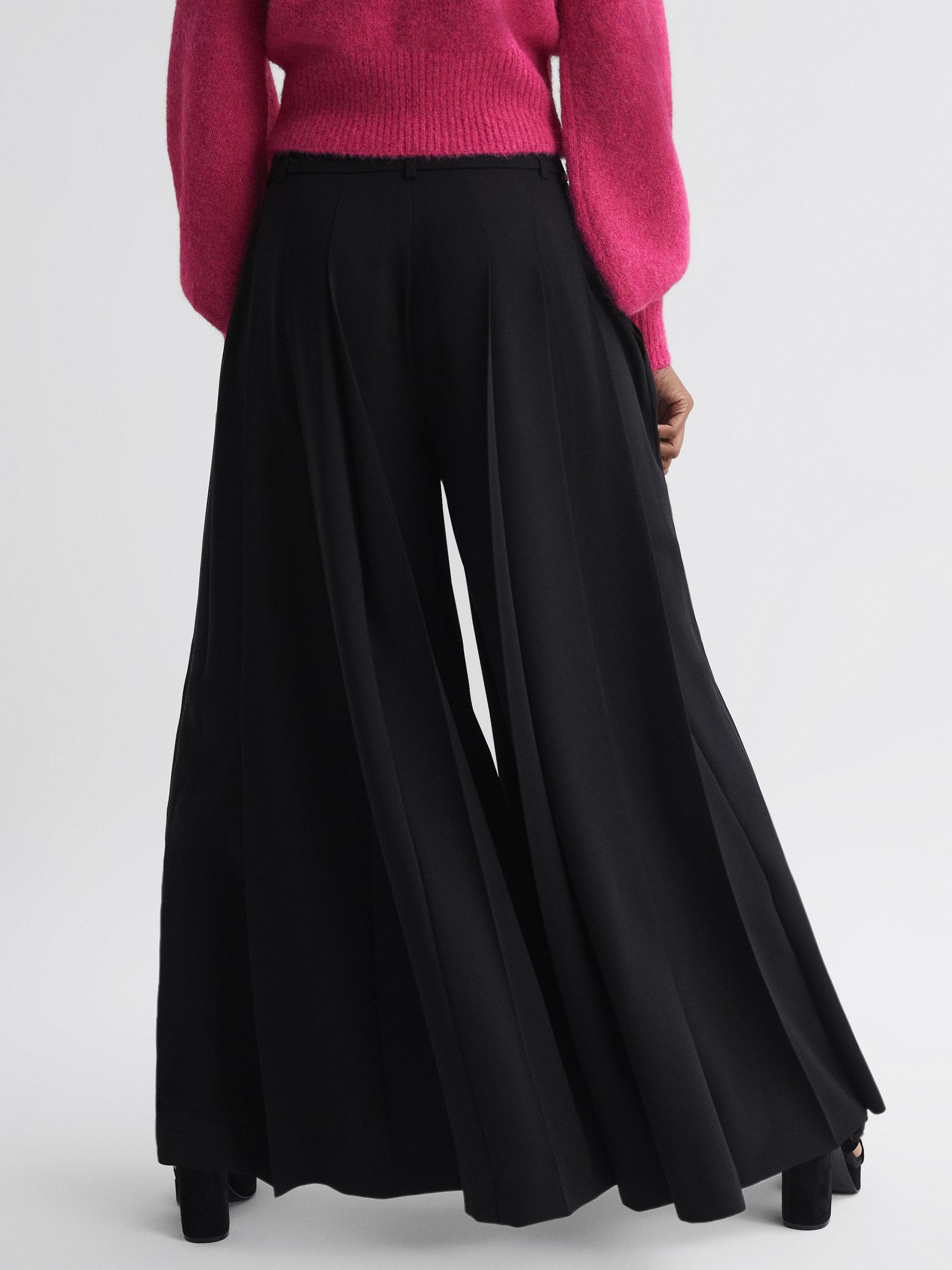 Florere Wide Leg Belted Trousers in Black - Image 4 of 5