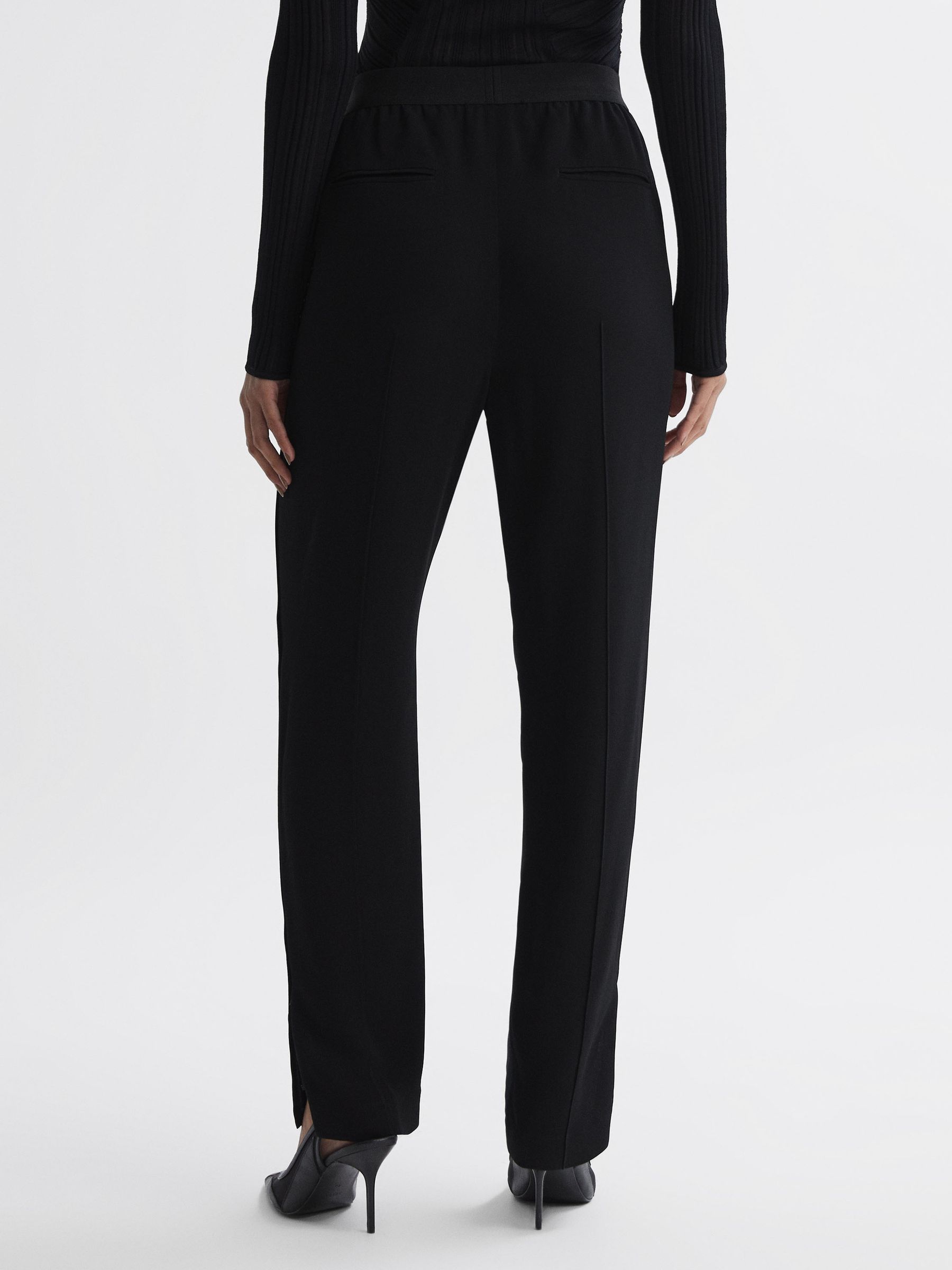 Tapered Split Hem Trousers in Black - Image 4 of 5