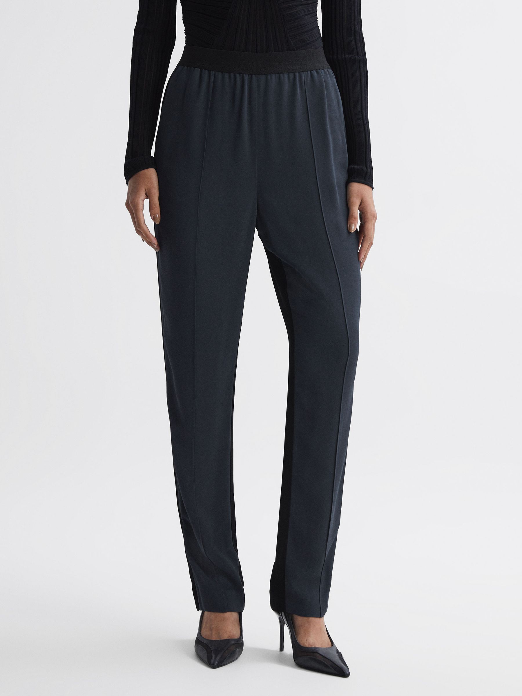 Tapered Split Hem Trousers in Black - Image 5 of 5