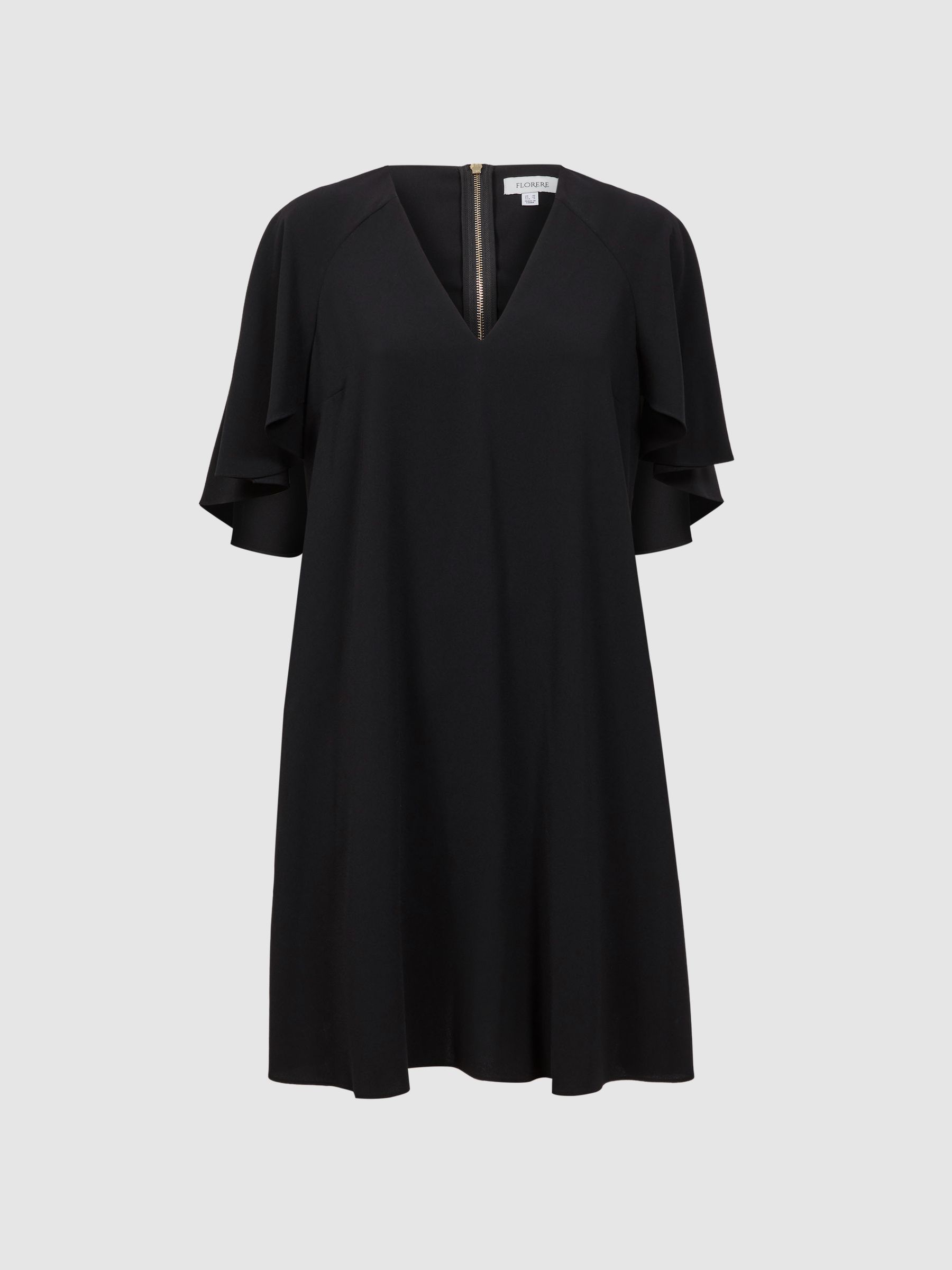 Florere Relaxed Fit Cape Sleeve Mini Dress in Black - Image 2 of 5