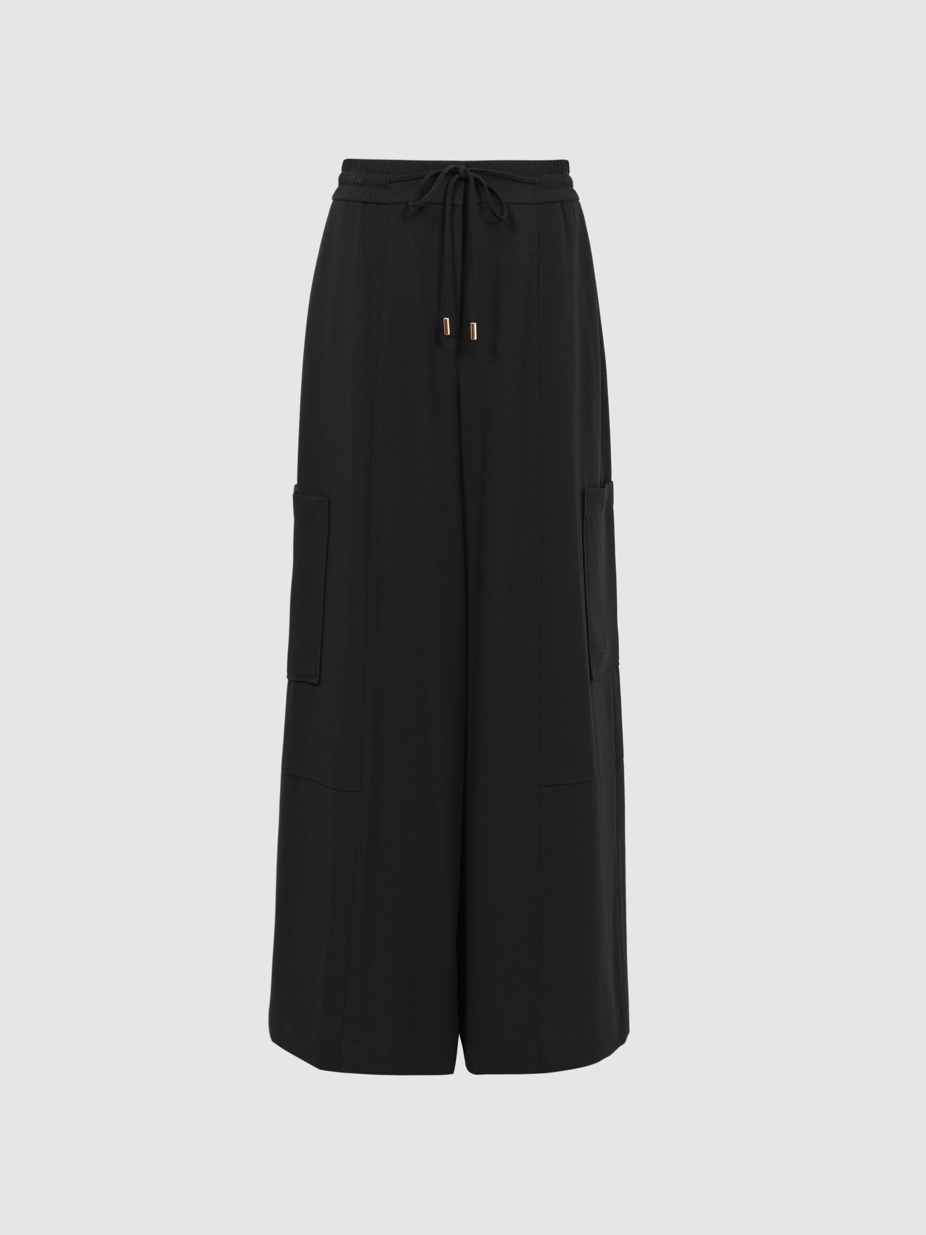 Florere Wide Leg Cargo Trousers in Black - Image 2 of 5