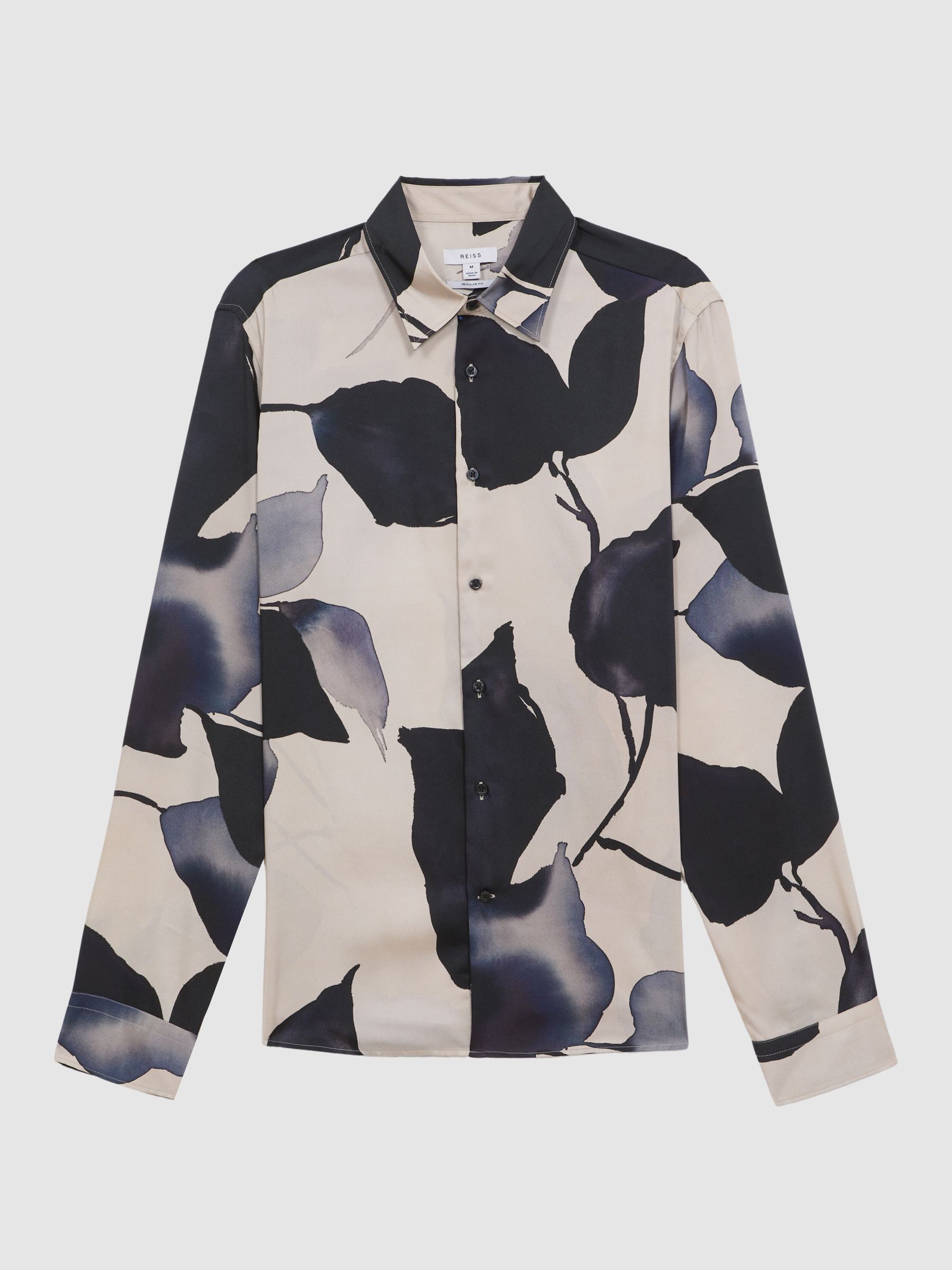 Printed Button-Through Shirt in Grey Multi - Image 2 of 6