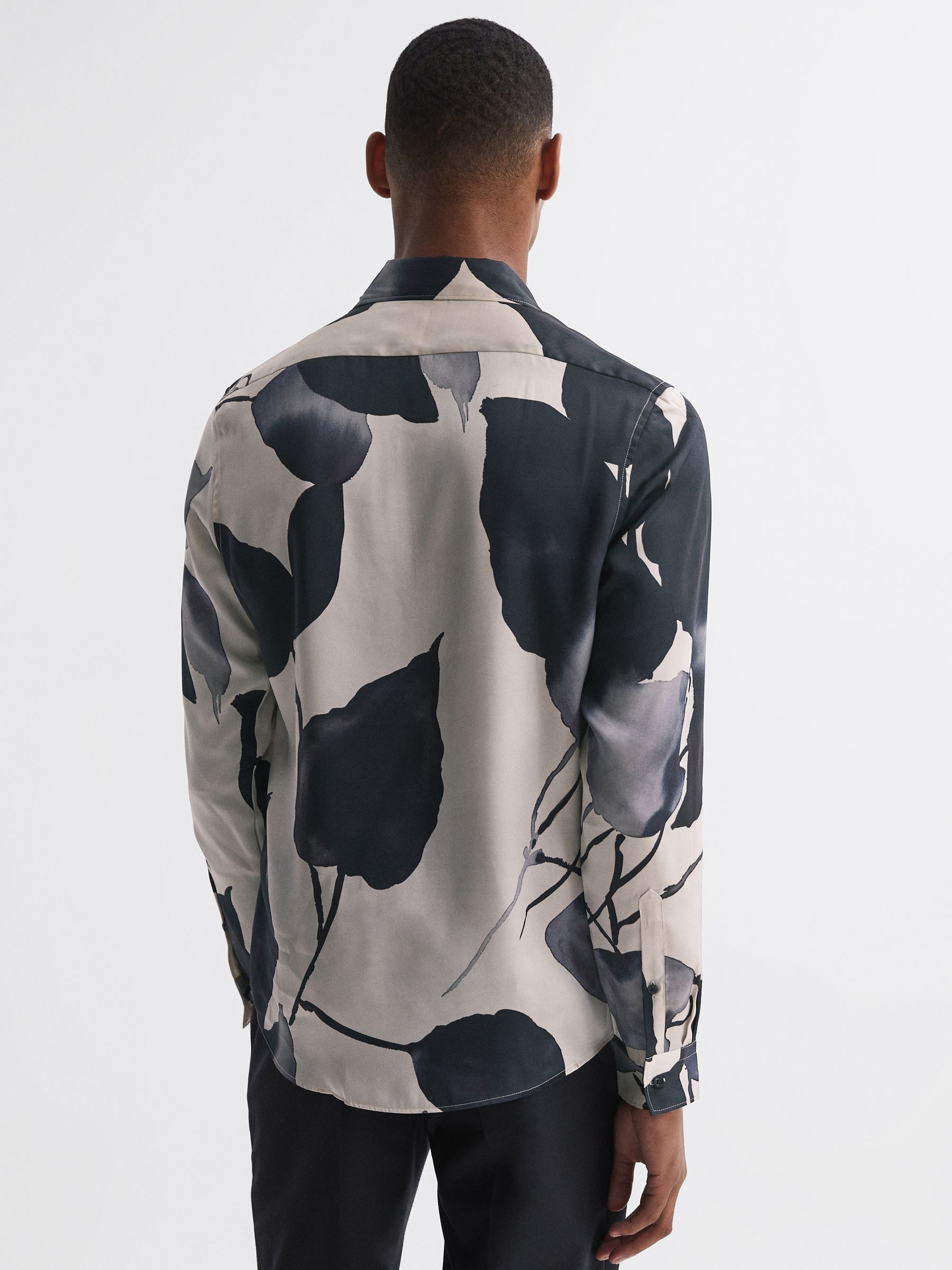 Printed Button-Through Shirt in Grey Multi - Image 5 of 6