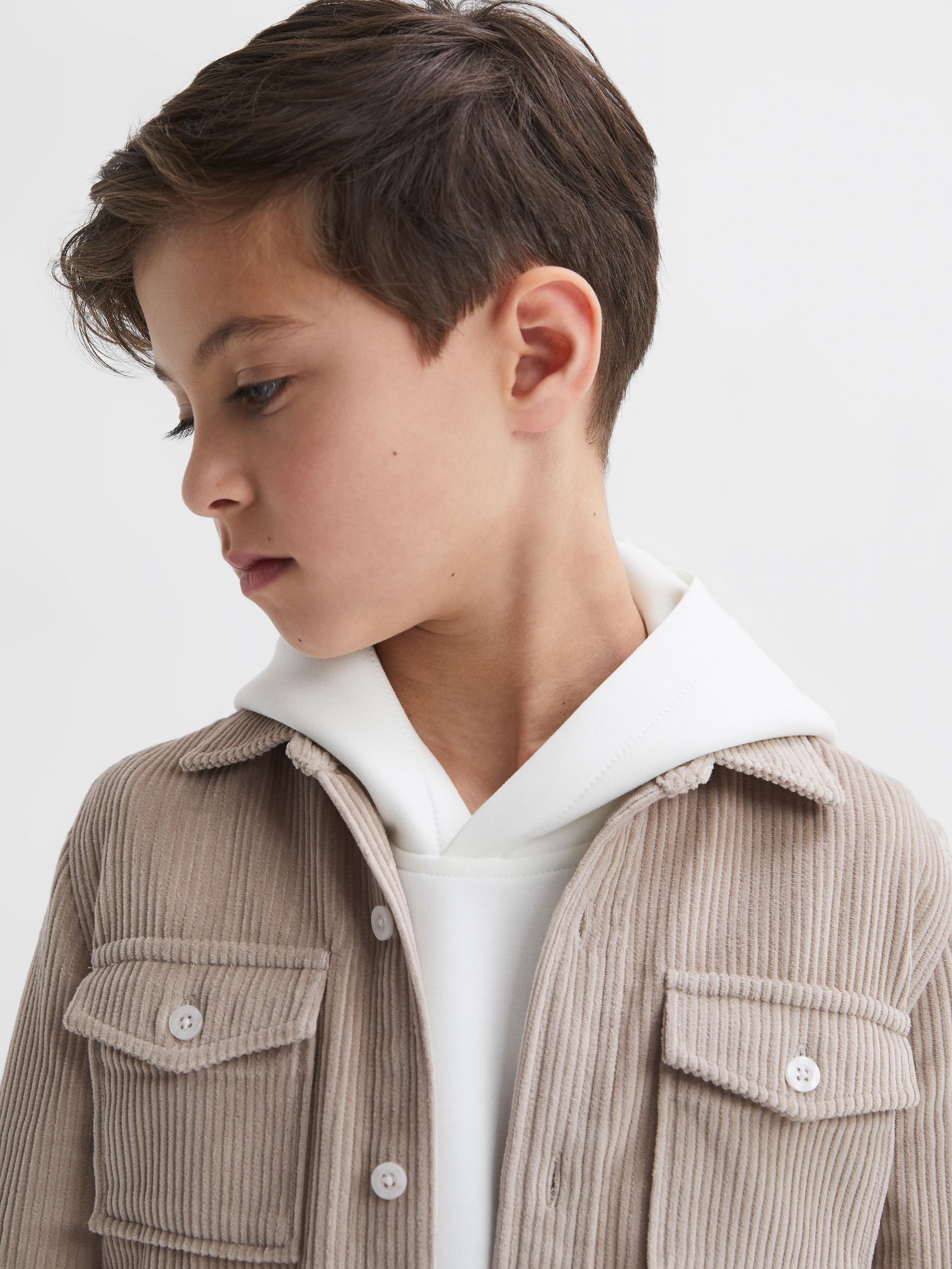 9-14 yrs Corduroy Twin Pocket Overshirt in Mink - Image 4 of 6