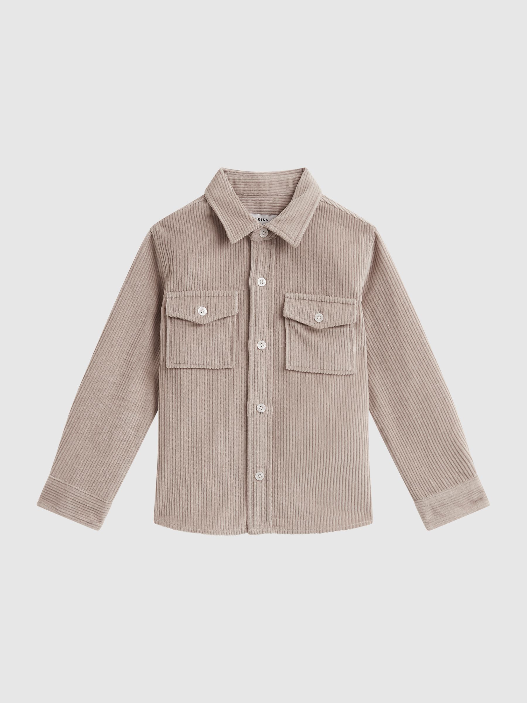 Junior Corduroy Twin Pocket Overshirt in Mink - Image 2 of 6