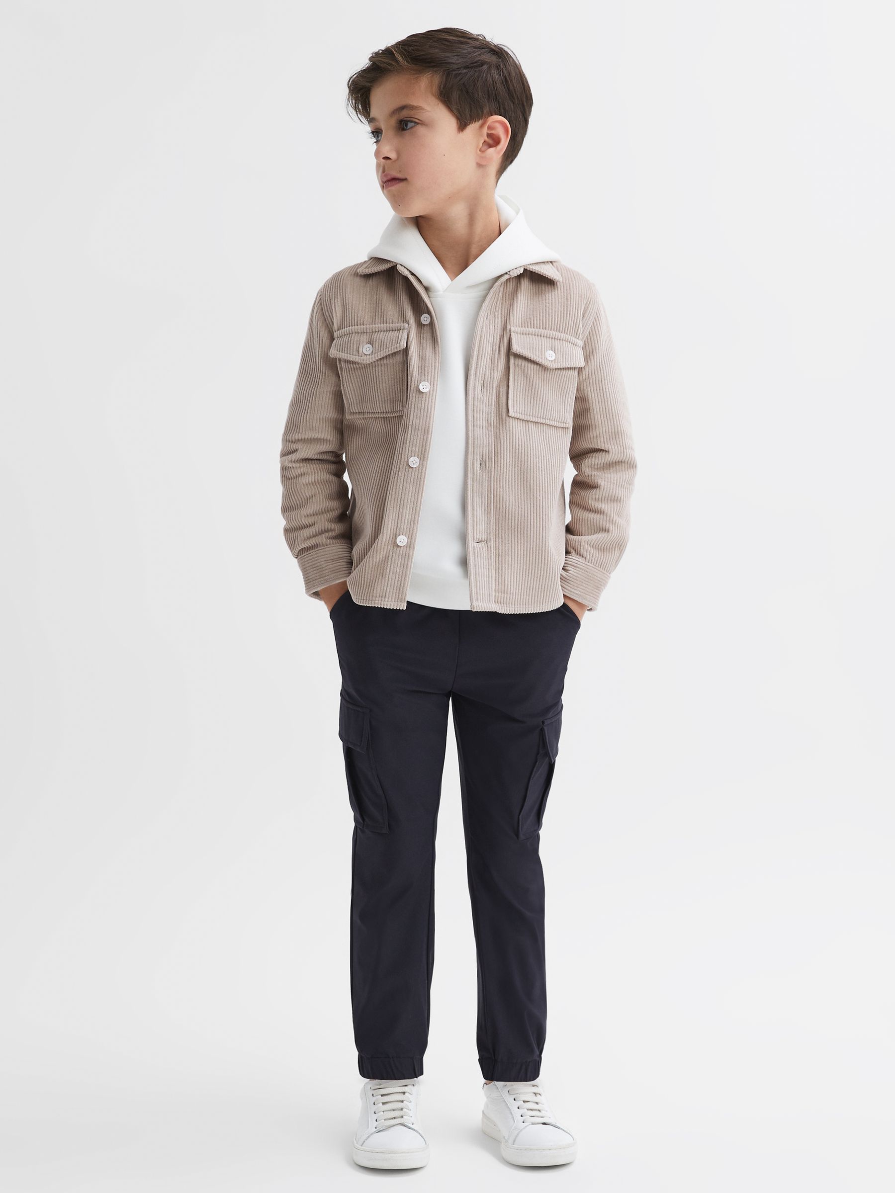 Junior Corduroy Twin Pocket Overshirt in Mink - Image 3 of 6