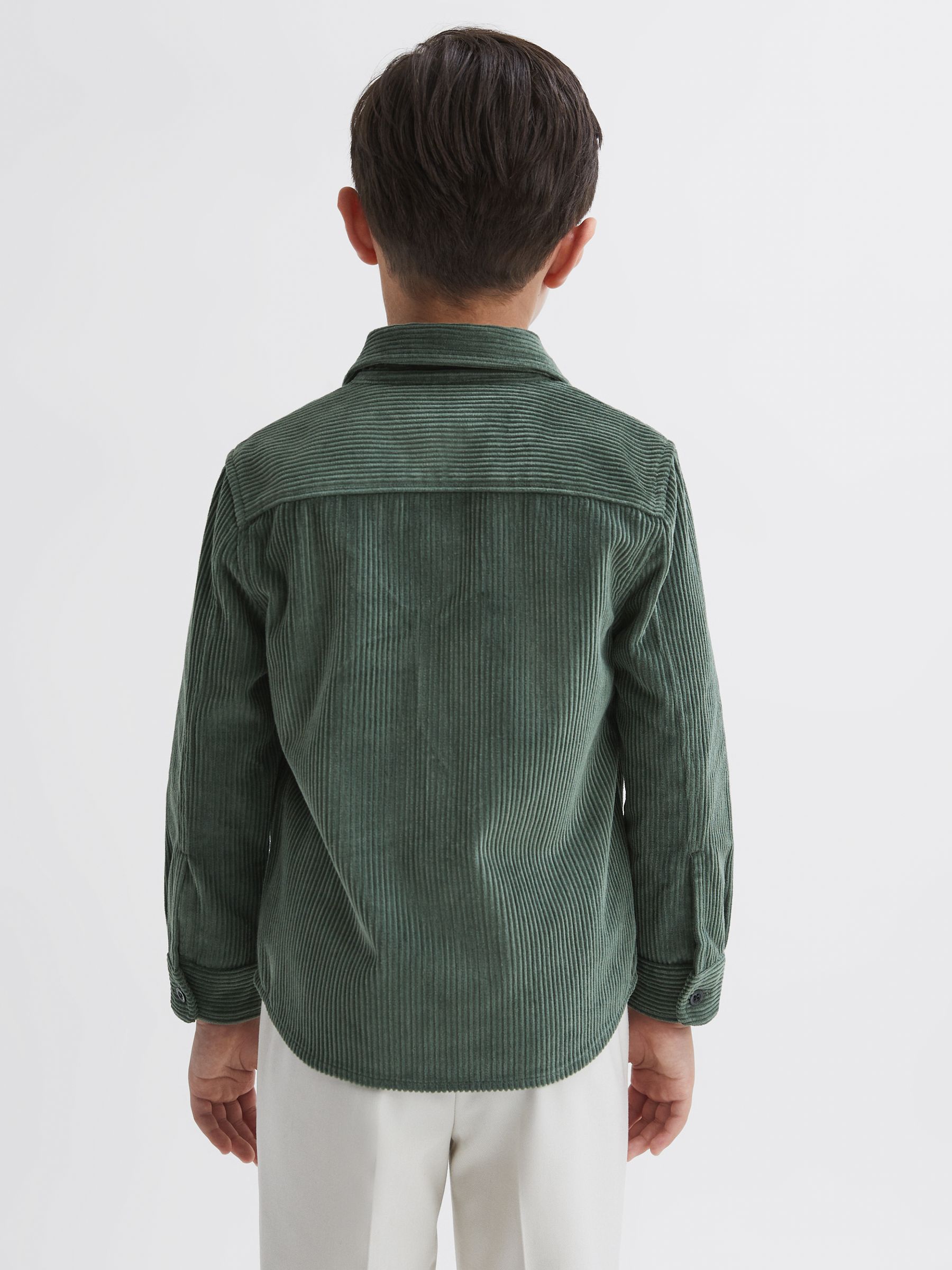 Junior Corduroy Twin Pocket Overshirt in Ivy Green - Image 5 of 6