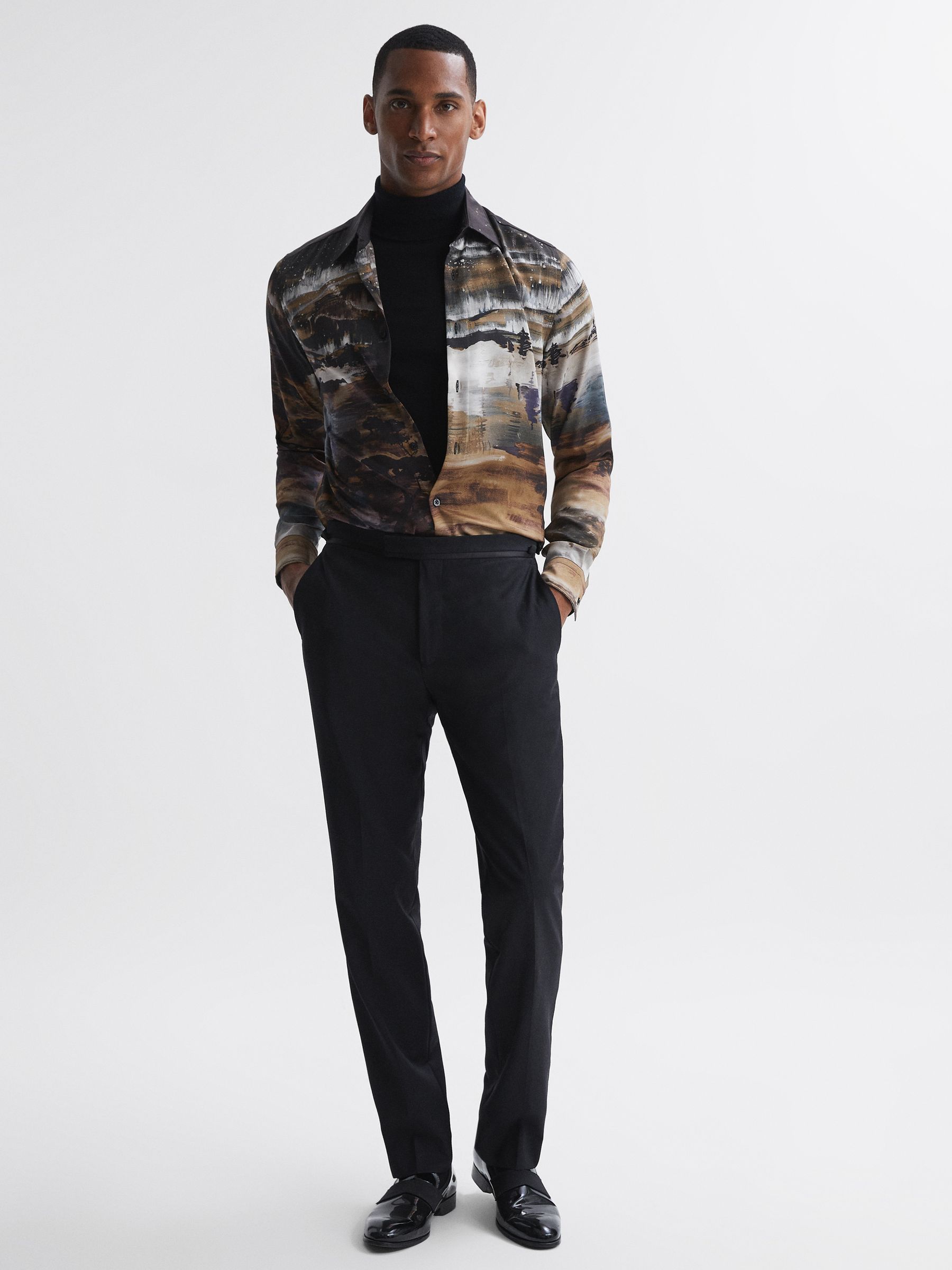 Landscape Button-Through Shirt in Black Multi - Image 4 of 5