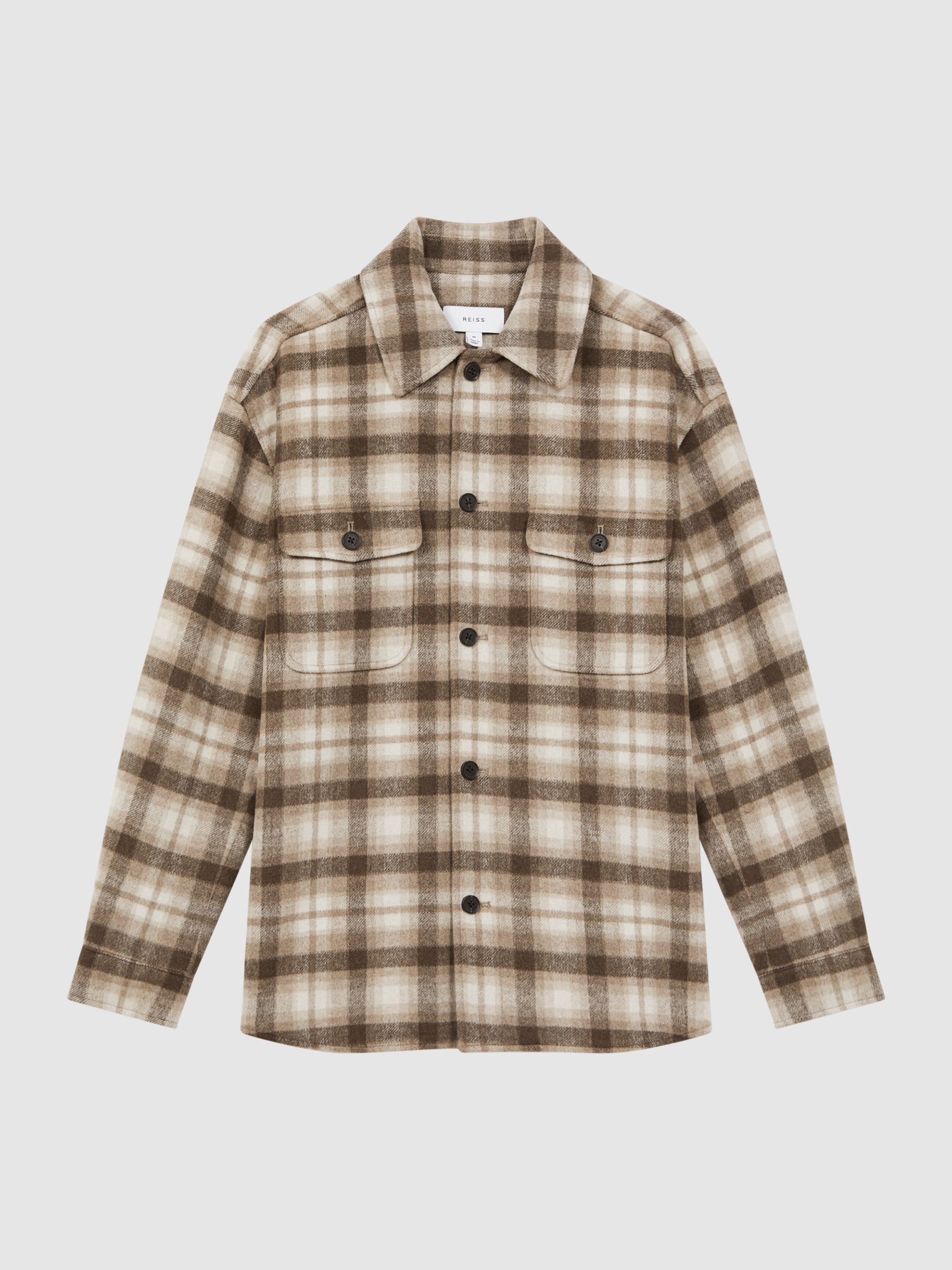Brushed Checked Overshirt in Oatmeal - Image 2 of 5