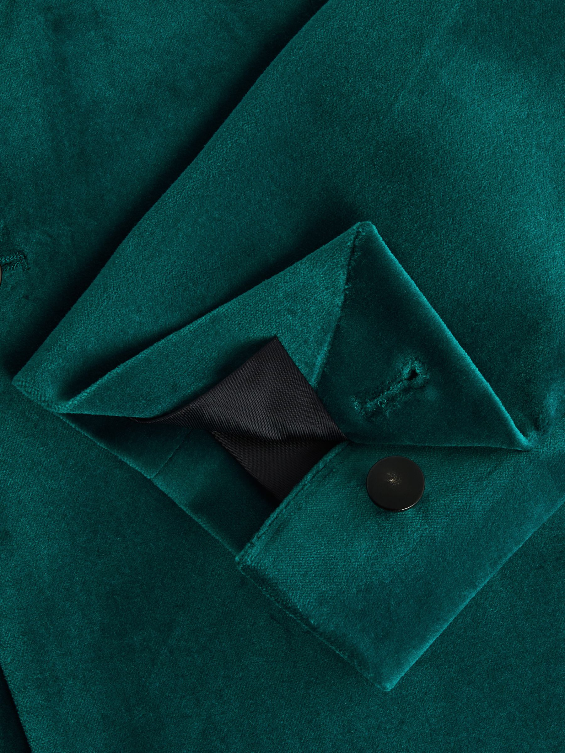 Slim Fit Velvet Single Breasted Blazer in Turquoise - Image 6 of 7