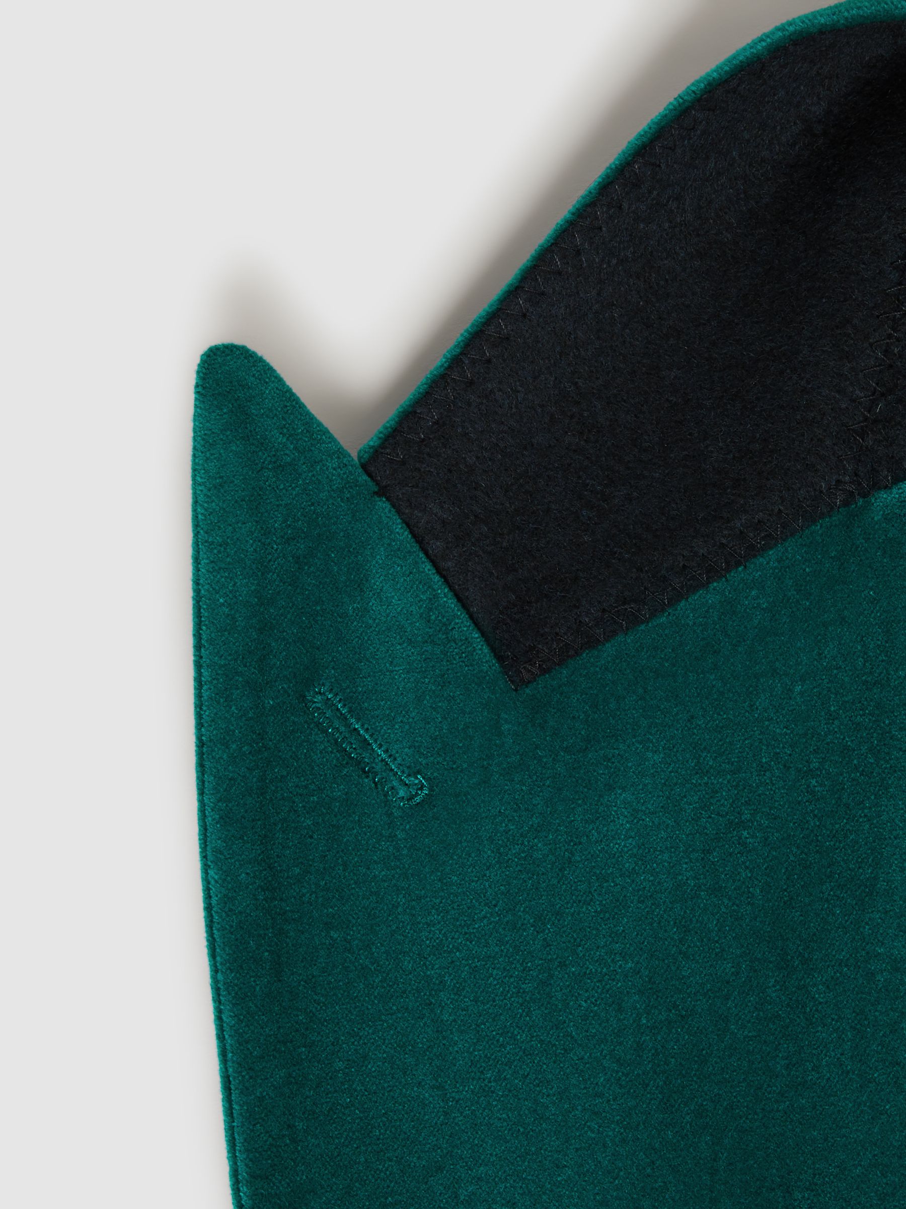 Slim Fit Velvet Single Breasted Blazer in Turquoise - Image 7 of 7