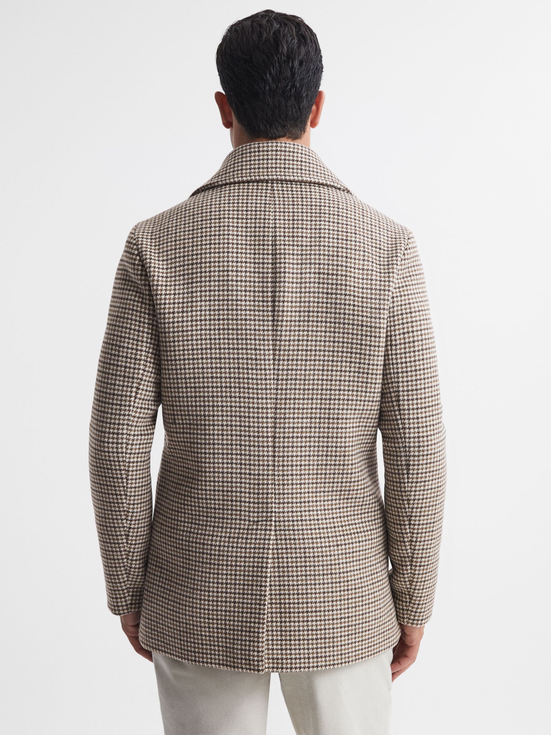 Wool Dogtooth Double Breasted Coat in Oatmeal - Image 5 of 5