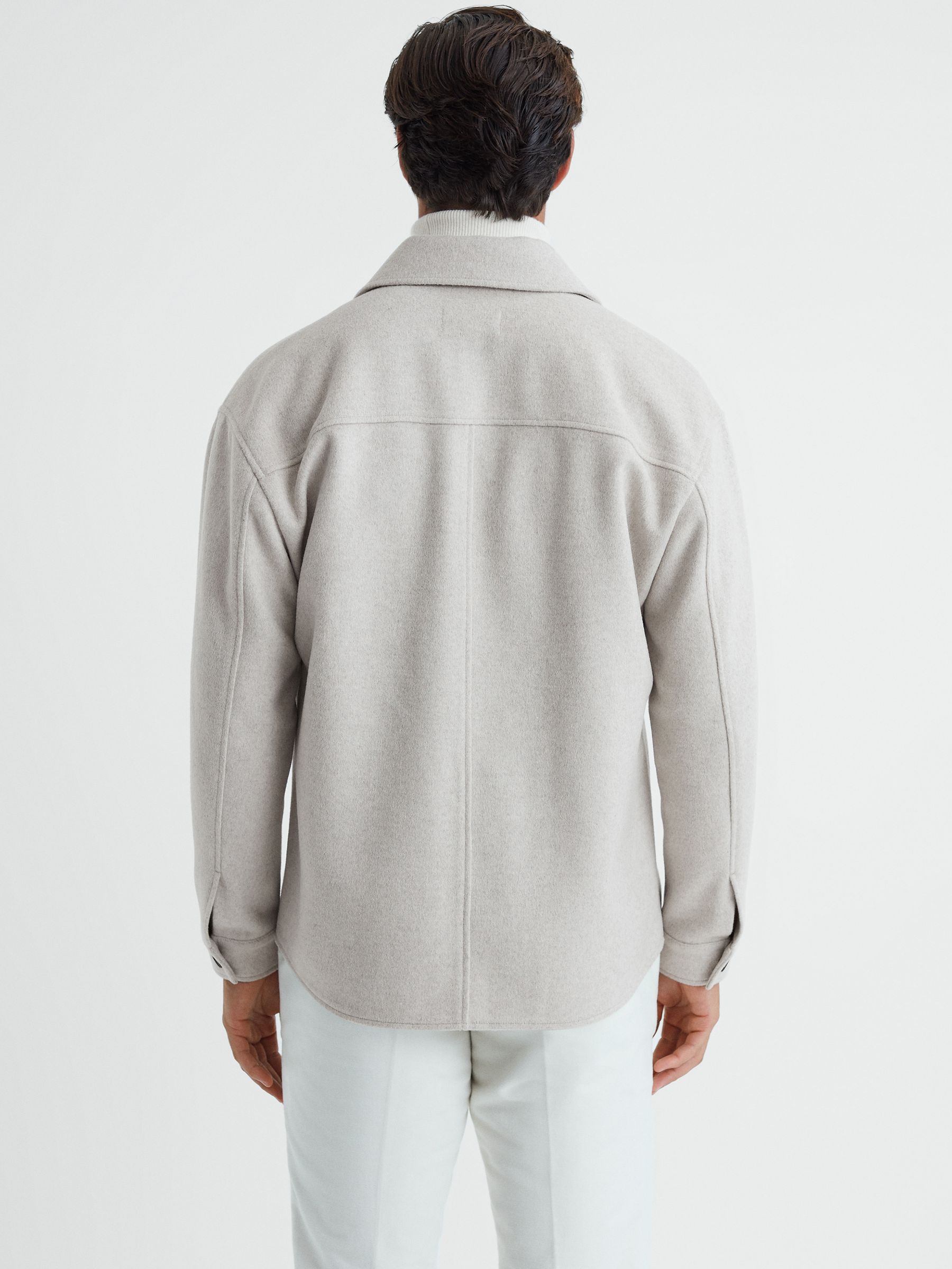 Wool Blend Brushed Overshirt in Oatmeal - Image 2 of 5