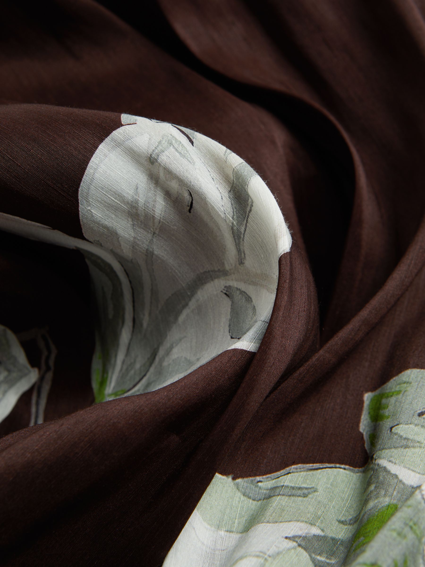 Florere Linen Silk Puff Sleeve Midi Dress in Chocolate - Image 6 of 6