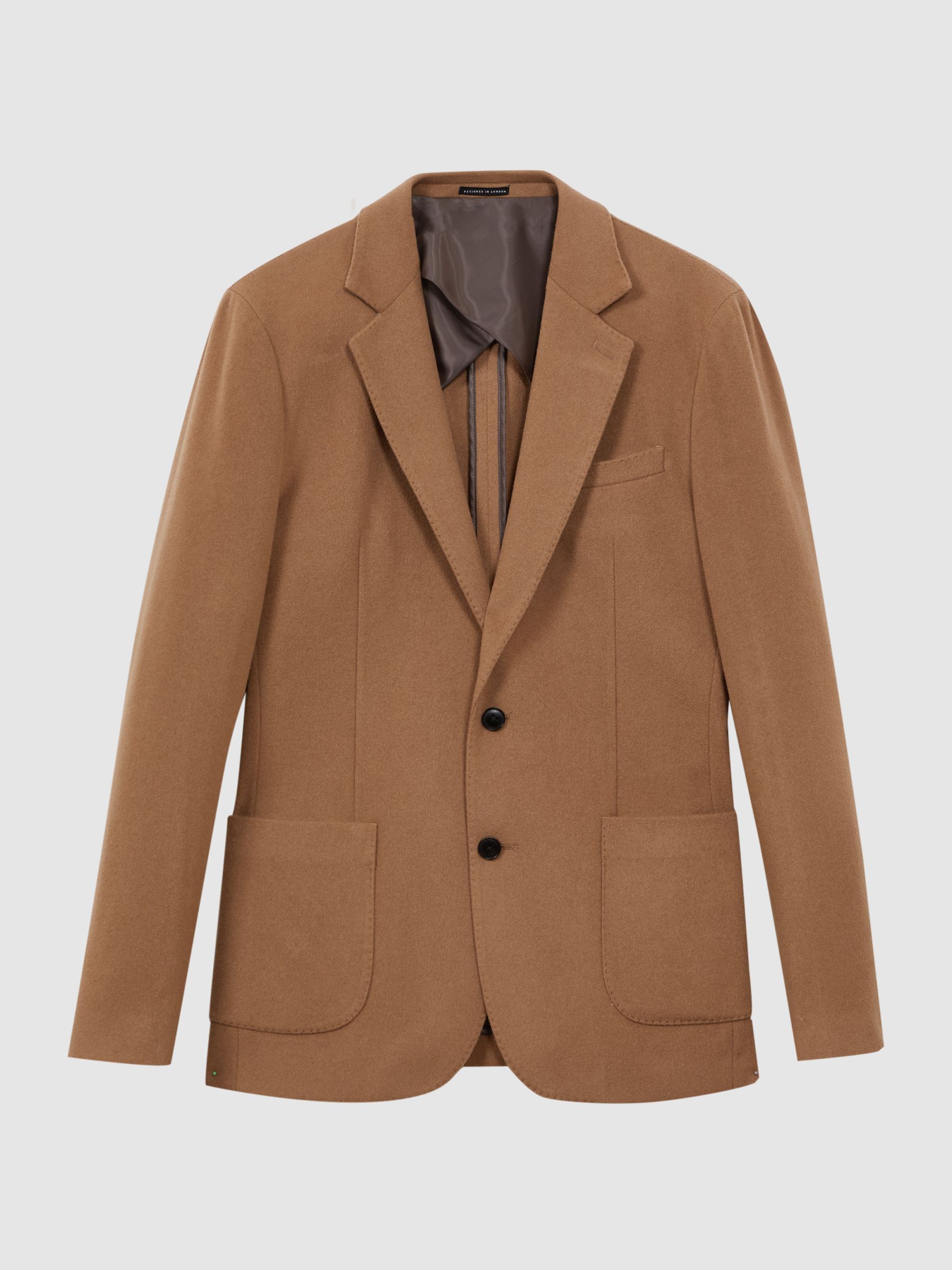 Atelier Cashmere Slim Fit Single Breasted Blazer in Camel - Image 2 of 7