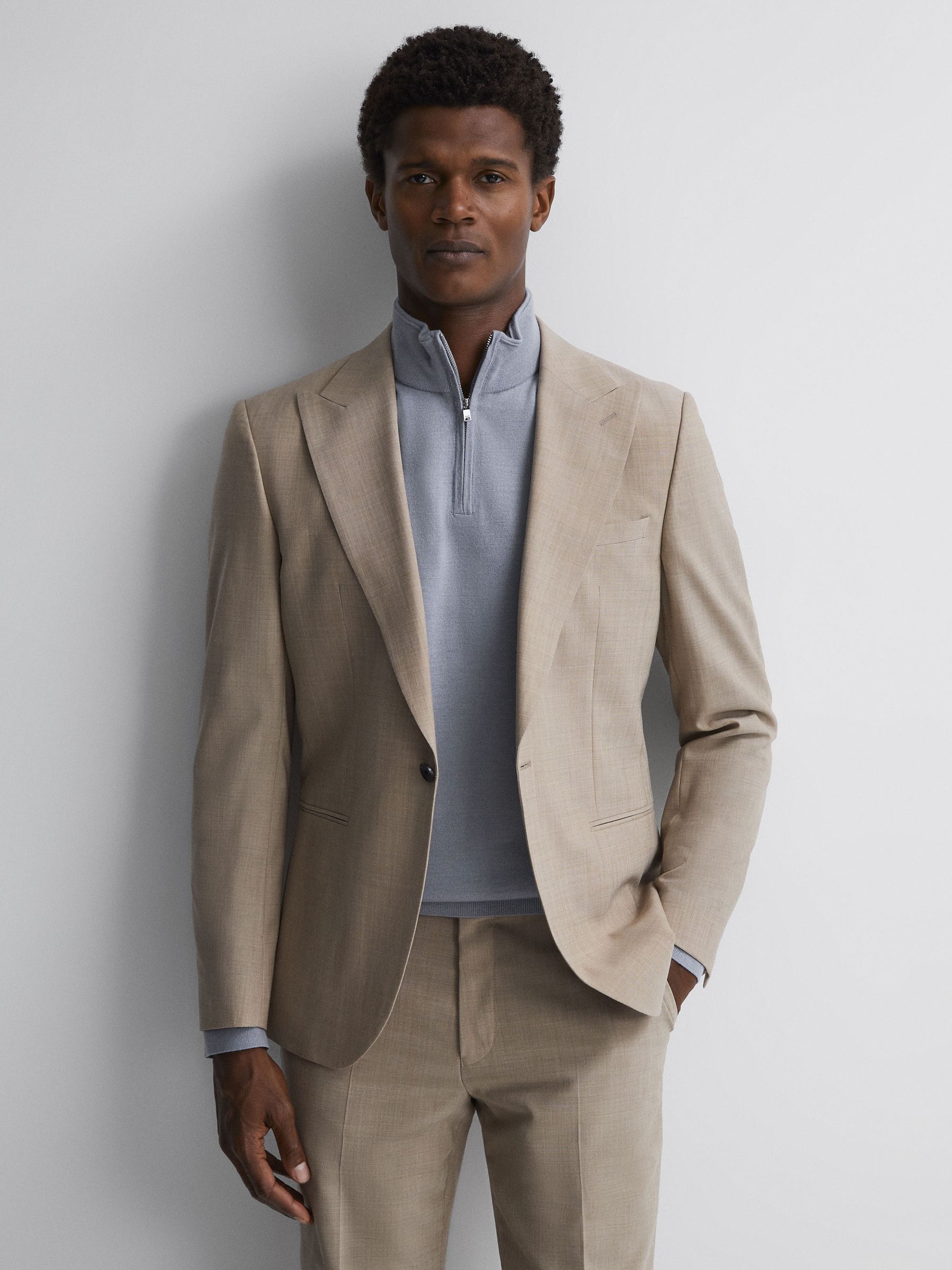 Merino Wool Half-Zip Funnel Neck Jumper in Porcelain Blue - Image 5 of 5