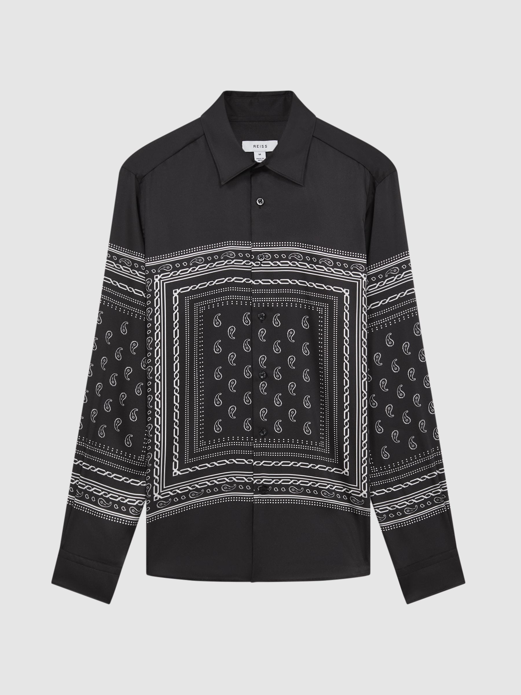 Paisley Button-Through Shirt in Black/White - Image 2 of 4