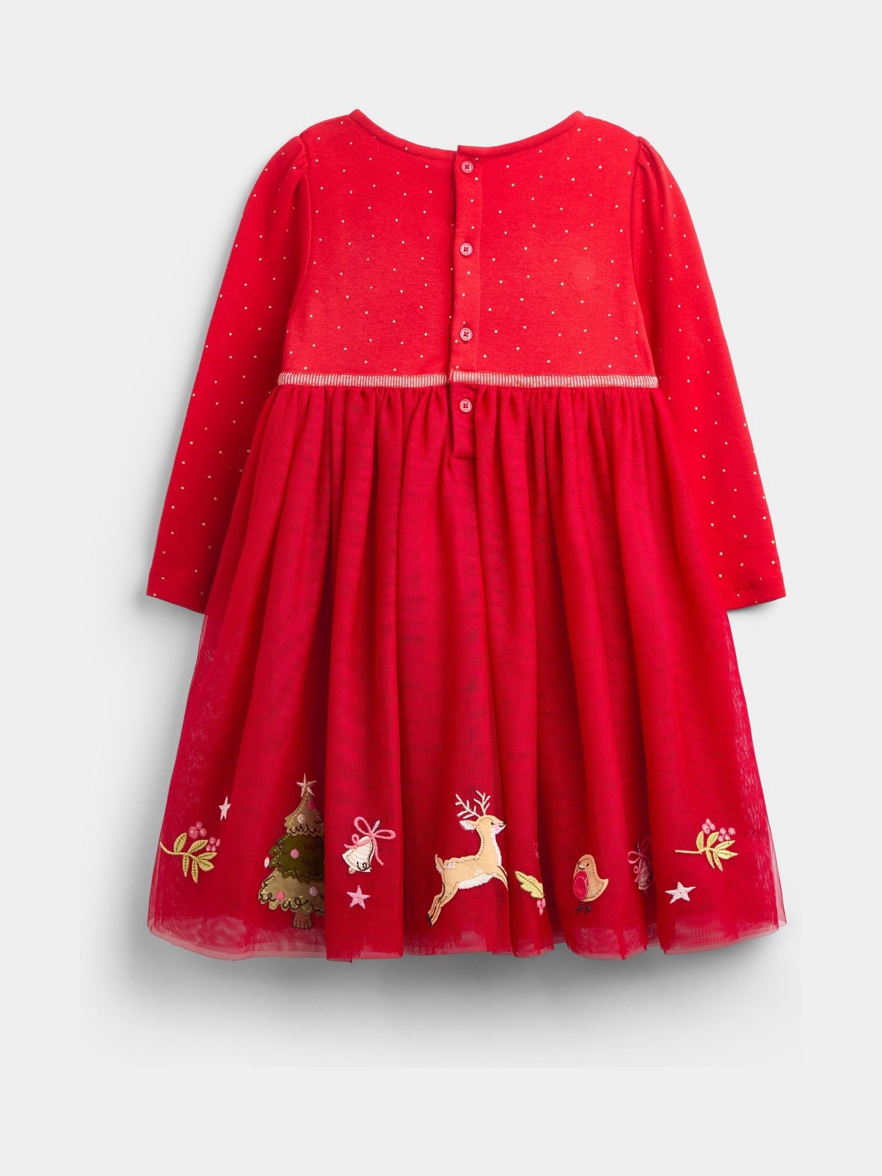 Red Christmas Appliqué Hem Combo Dress - Image 2 of 4 Red Christmas Appliqué Hem Combo Dress - Image 2 of 4