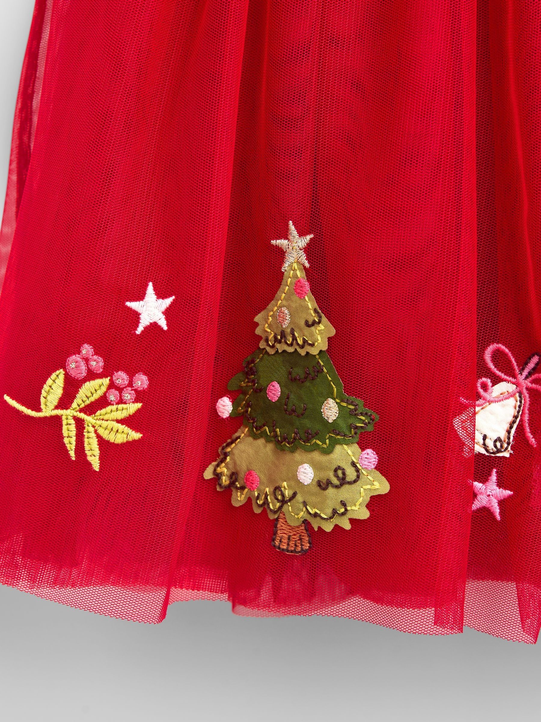 Red Christmas Appliqué Hem Combo Dress - Image 3 of 4