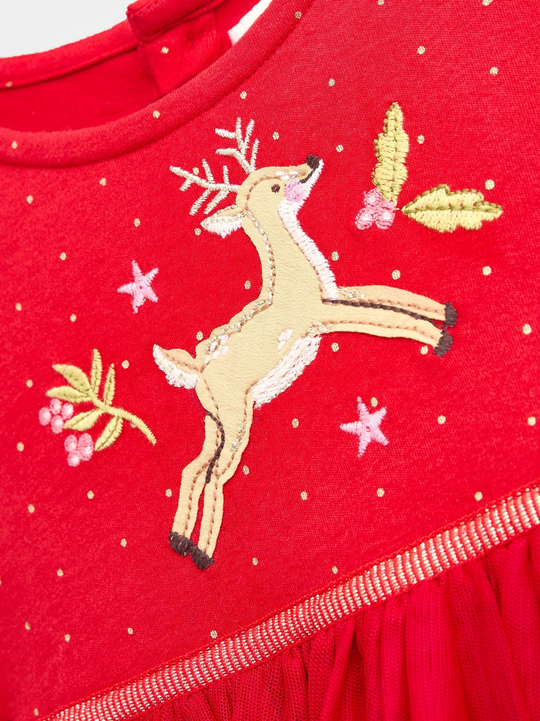 Red Christmas Appliqué Hem Combo Dress - Image 4 of 4 Red Christmas Appliqué Hem Combo Dress - Image 4 of 4