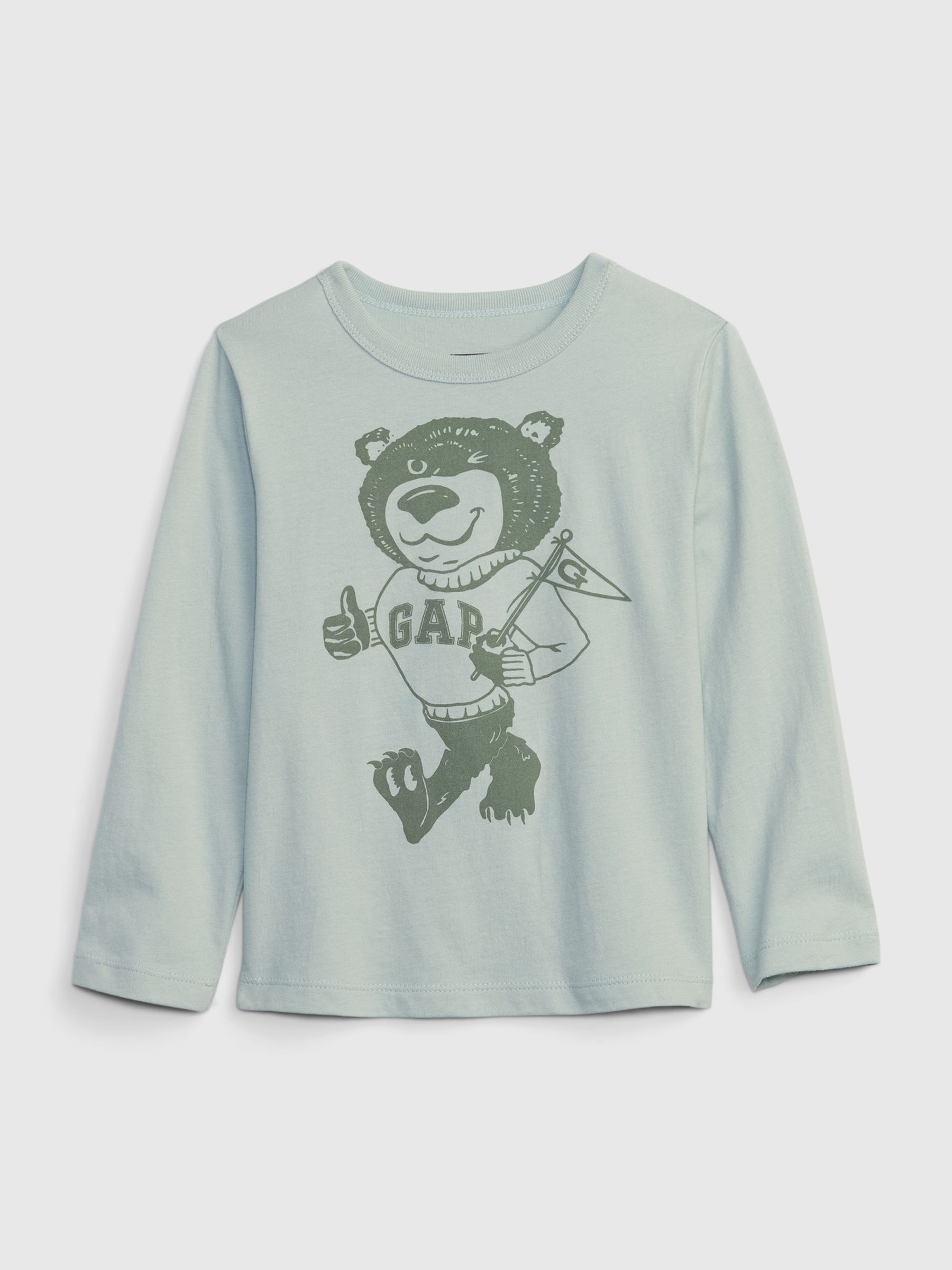 Blue Organic Cotton Mix and Match Brannan Bear Graphic Long Sleeve Crew Neck T-Shirt (12mths-5yrs) - Image 1 of 1