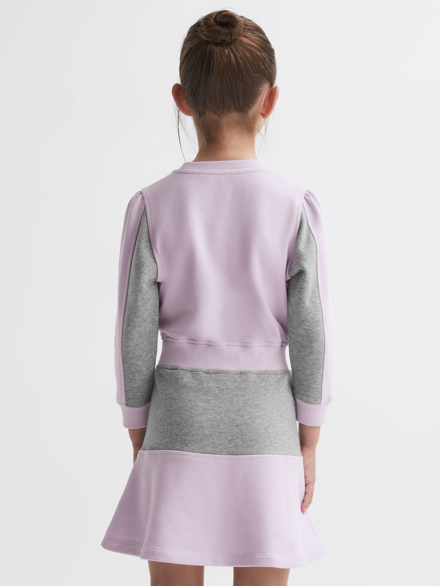 9-14 yrs Colourblock Motif Jersey Dress in Lilac - Image 4 of 5