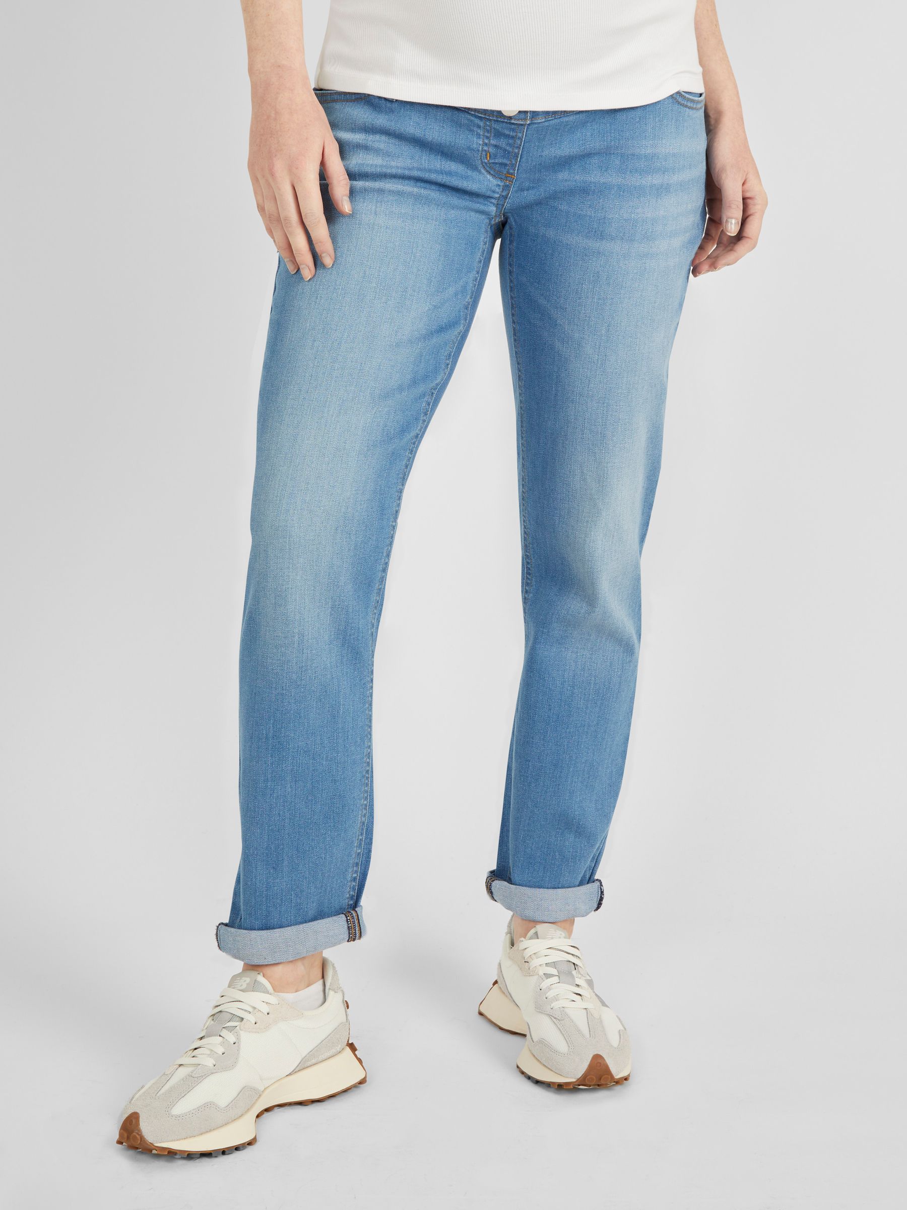 Light Wash Blue Slim Boyfriend Maternity Denim Jeans - Image 1 of 5