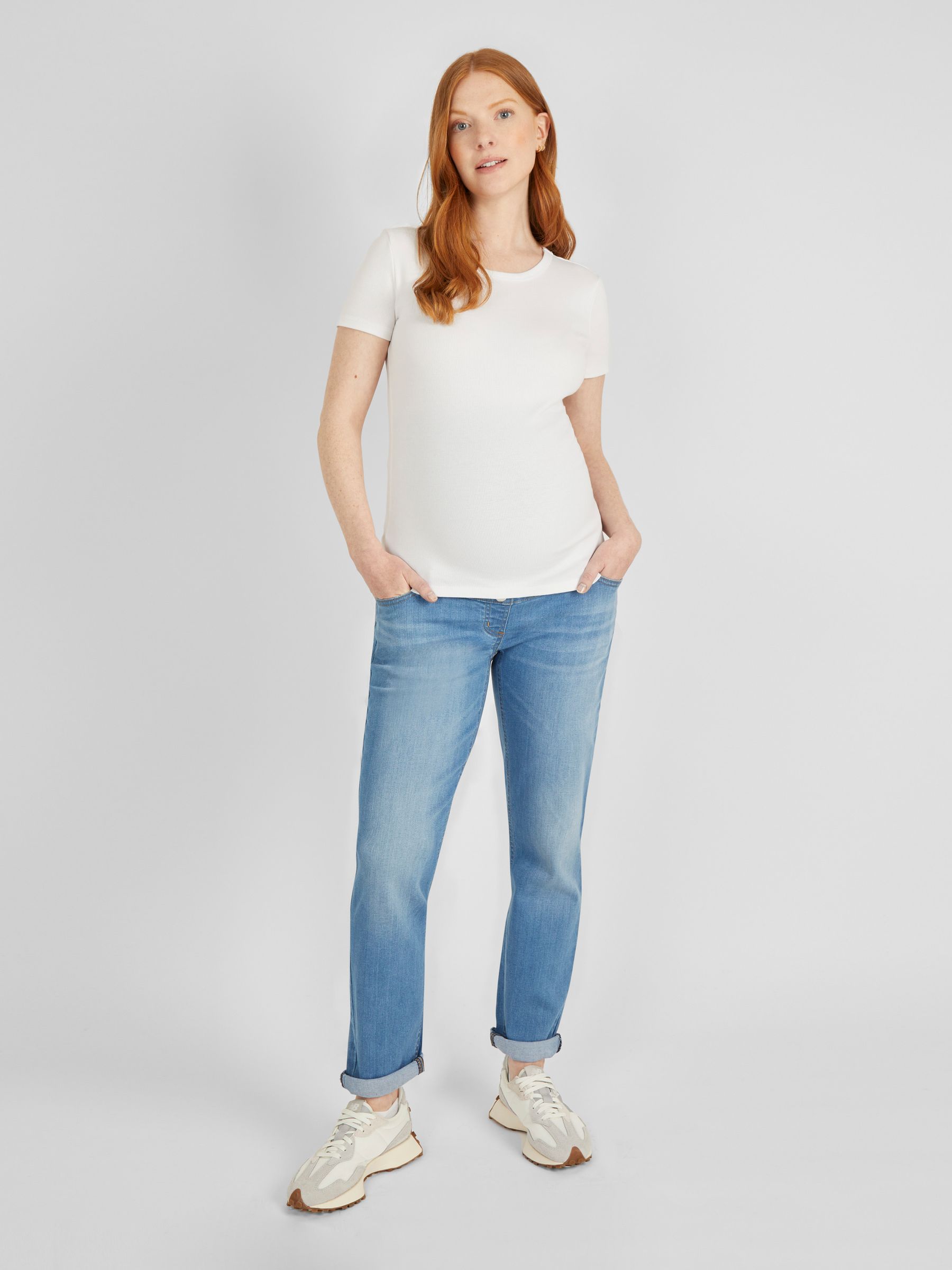 Light Wash Blue Slim Boyfriend Maternity Denim Jeans - Image 4 of 5