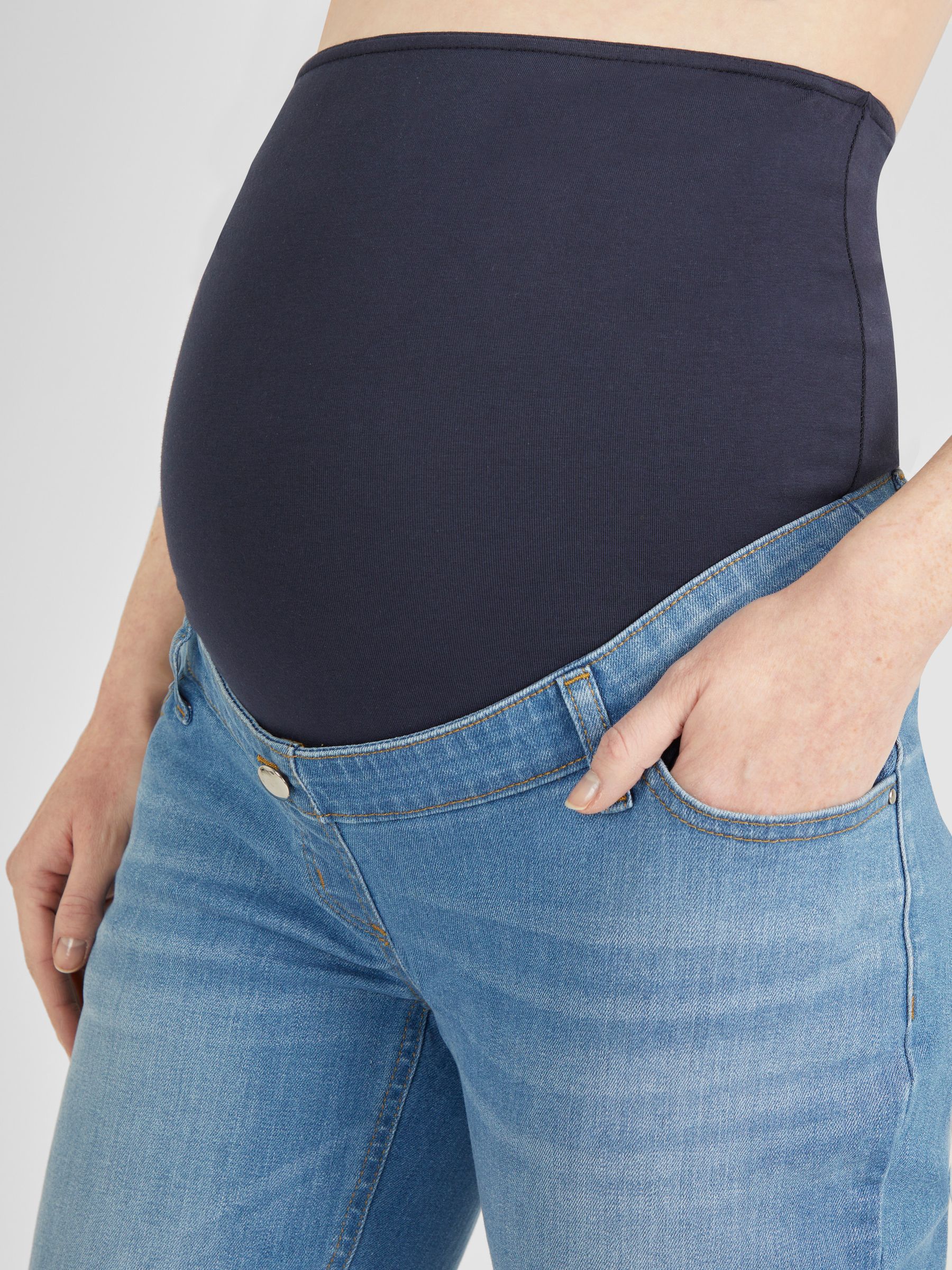 Light Wash Blue Slim Boyfriend Maternity Denim Jeans - Image 5 of 5