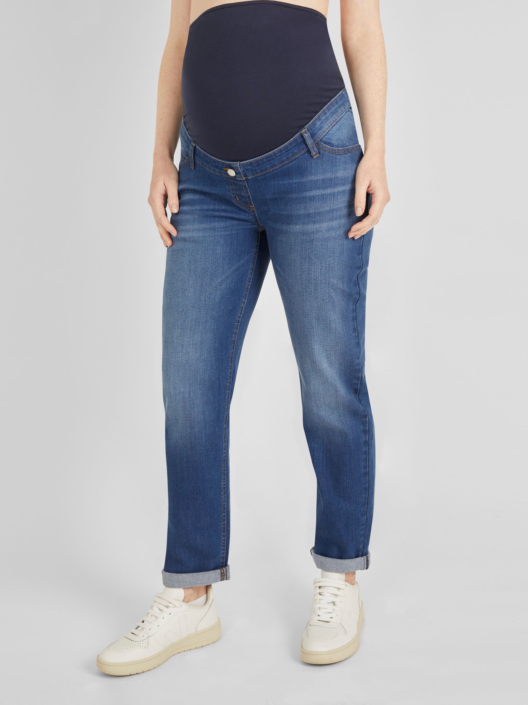Mid Wash Blue Mom Maternity Denim Jeans - Image 3 of 5