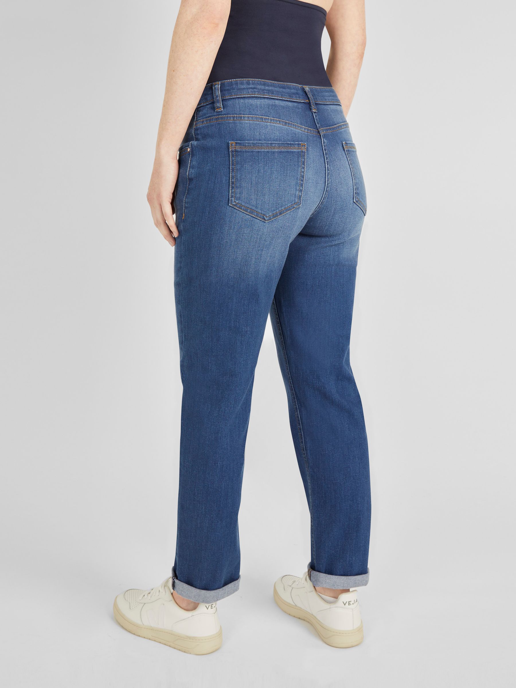 Mid Wash Blue Mom Maternity Denim Jeans - Image 4 of 5