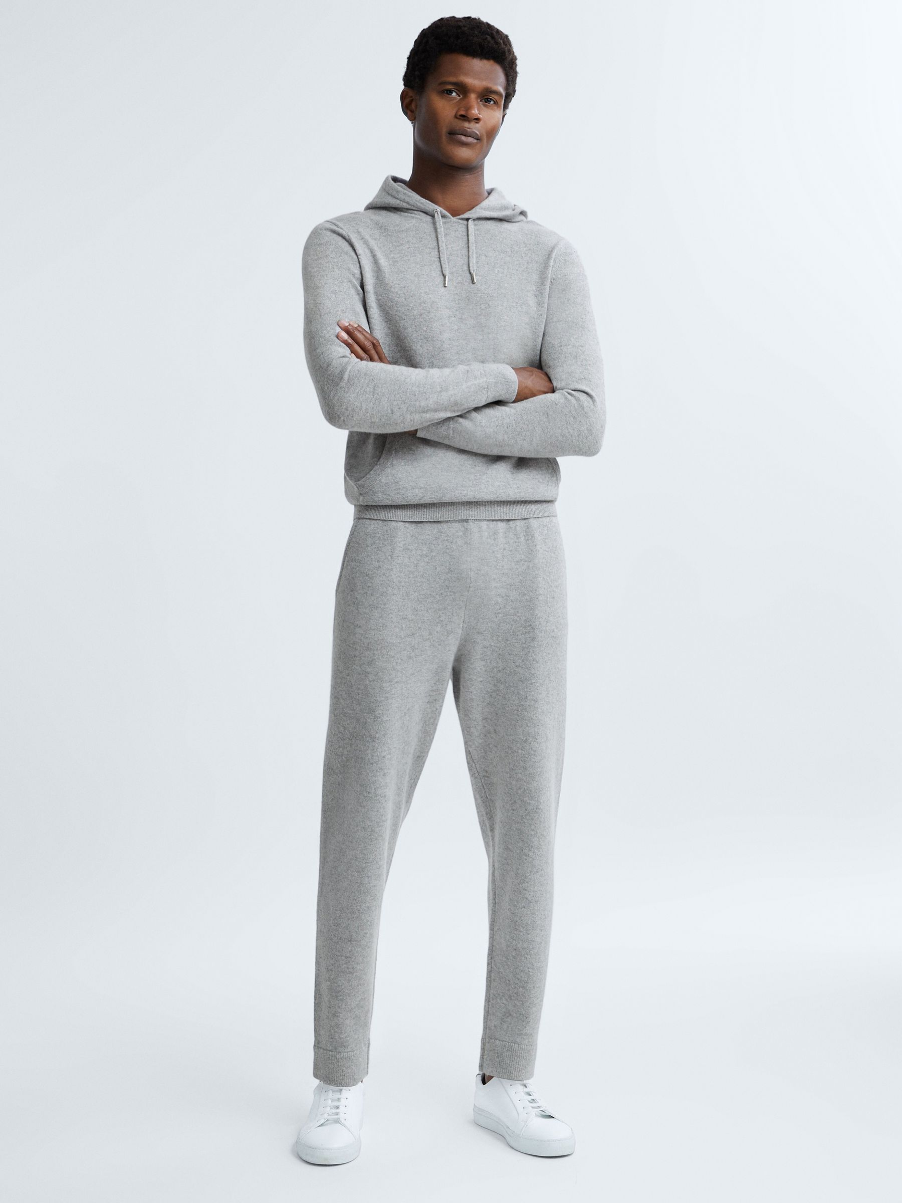 Atelier Cashmere Blend Joggers in Soft Grey Melange - Image 1 of 6