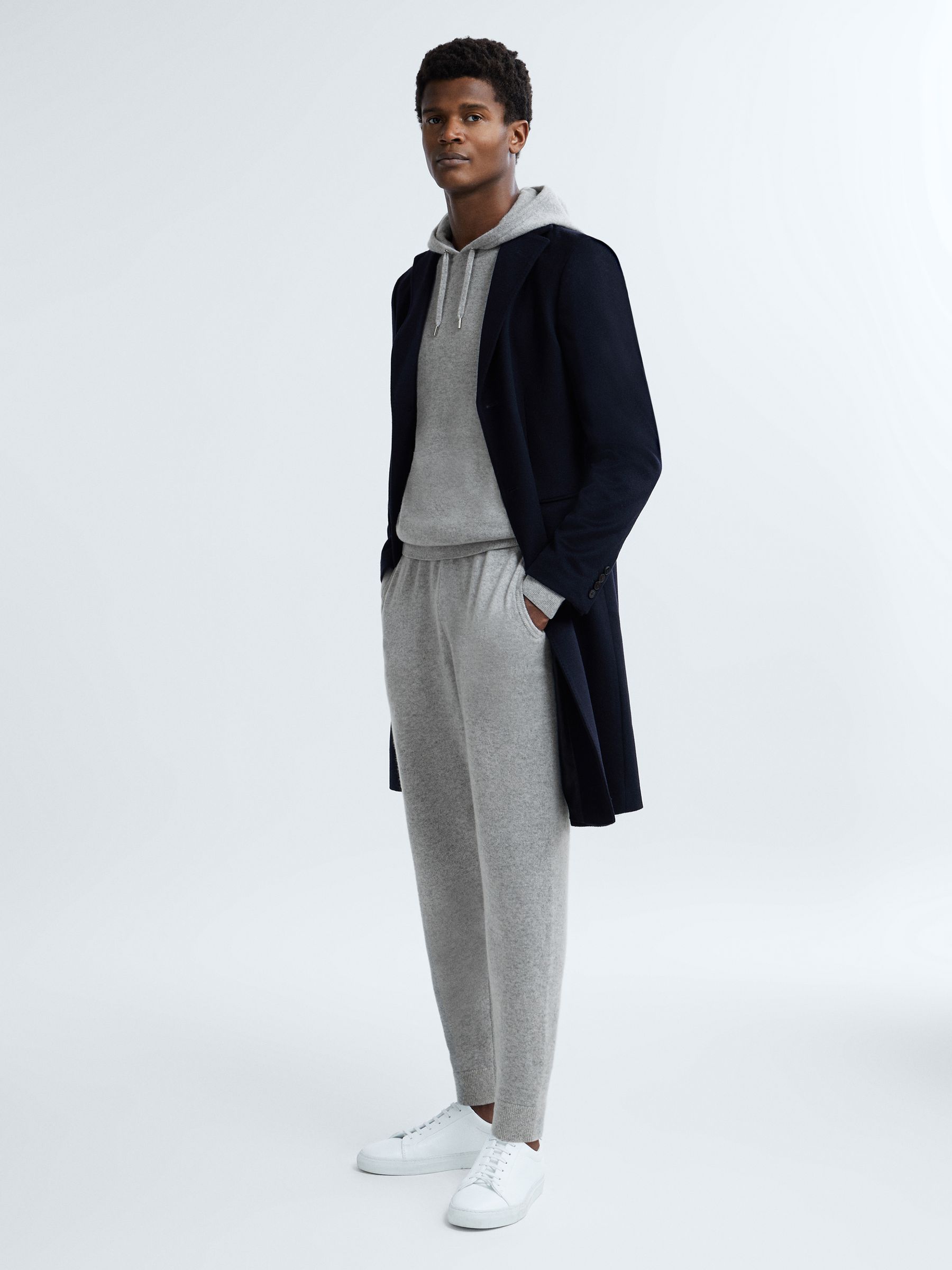 Atelier Cashmere Hoodie in Soft Grey Melange - Image 3 of 6