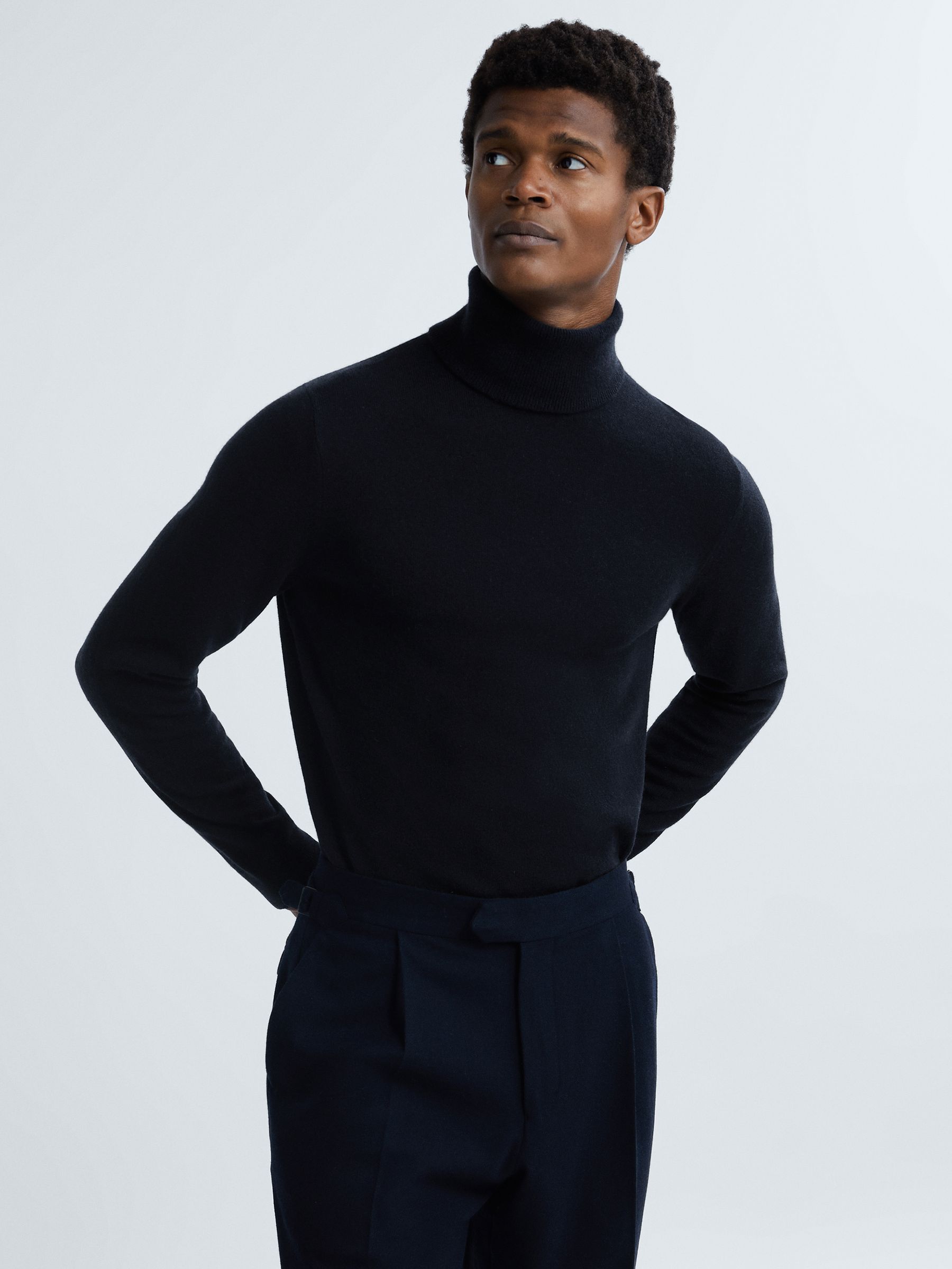 Atelier Cashmere Roll Neck Jumper in Navy - Image 1 of 6