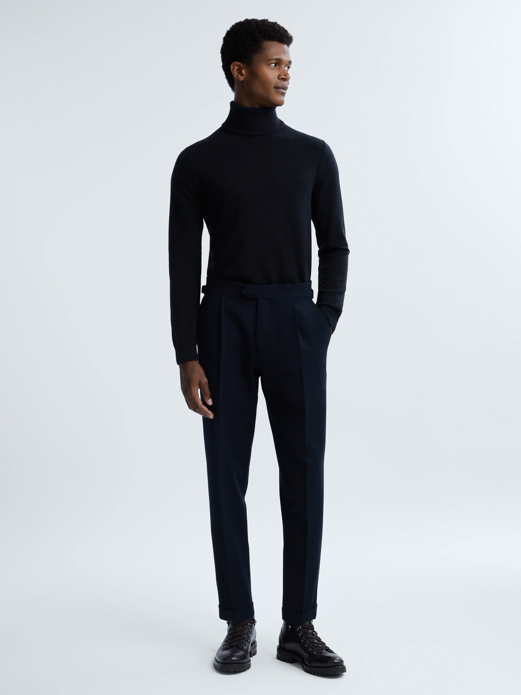 Atelier Cashmere Roll Neck Jumper in Navy - Image 3 of 6