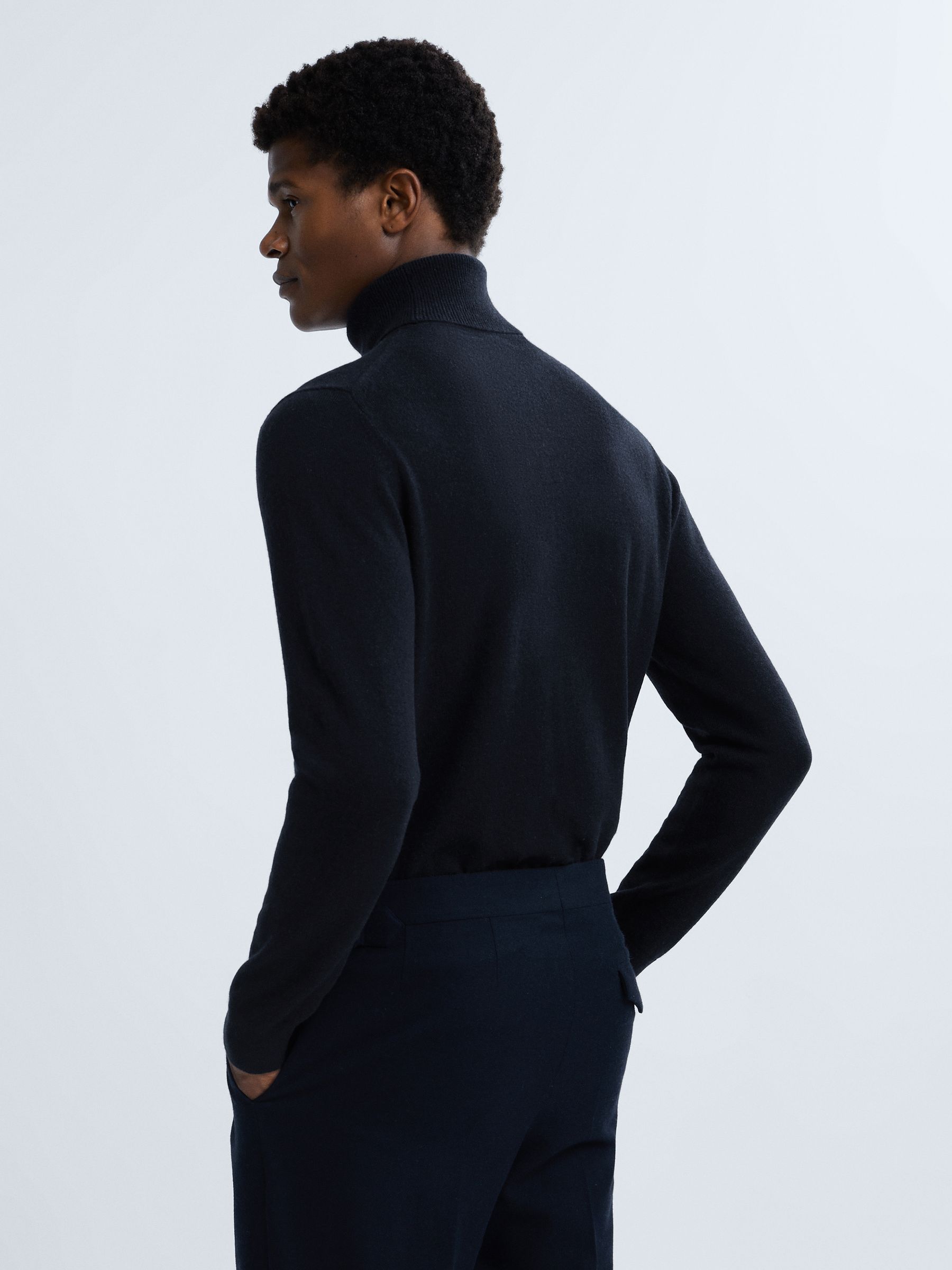 Atelier Cashmere Roll Neck Jumper in Navy - Image 5 of 6