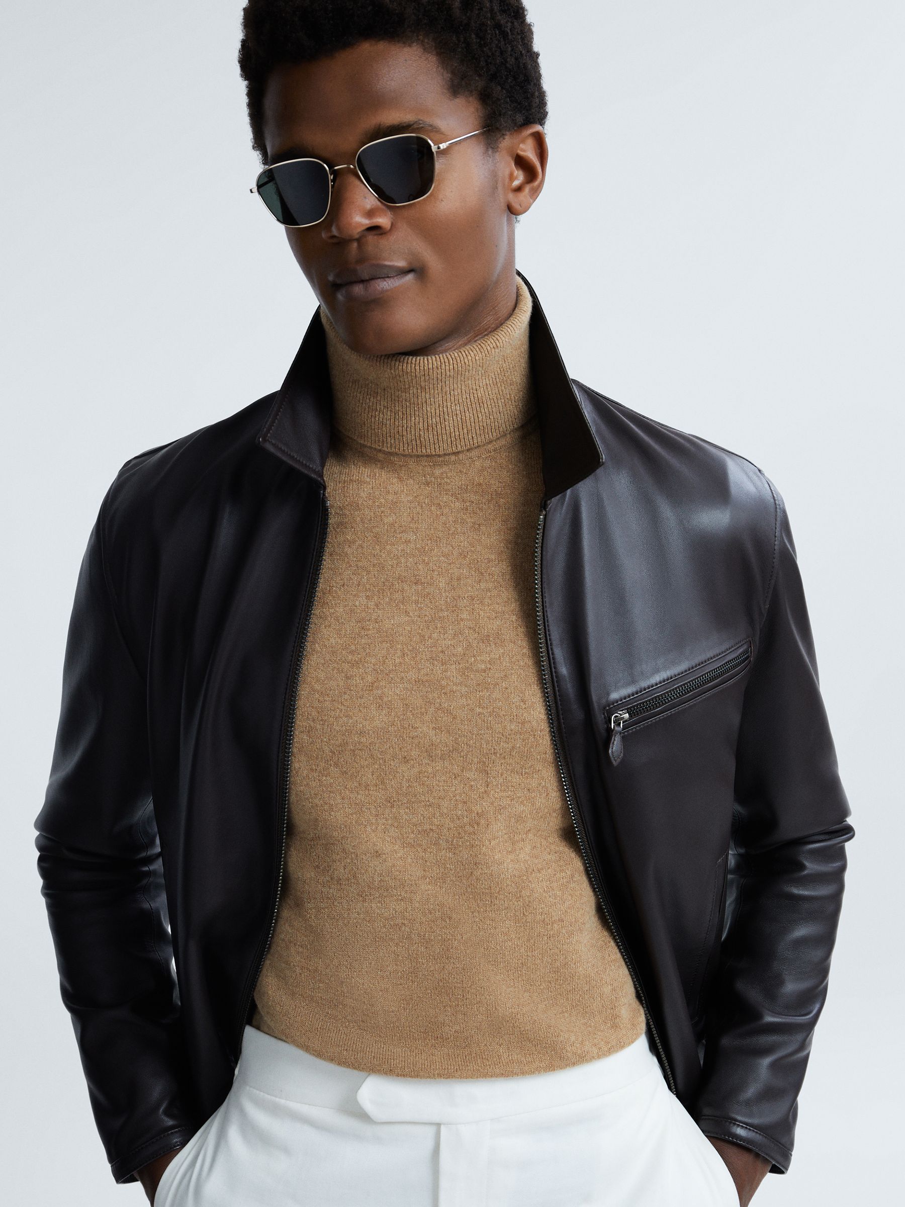 Atelier Cashmere Roll Neck Jumper in Camel - Image 6 of 7