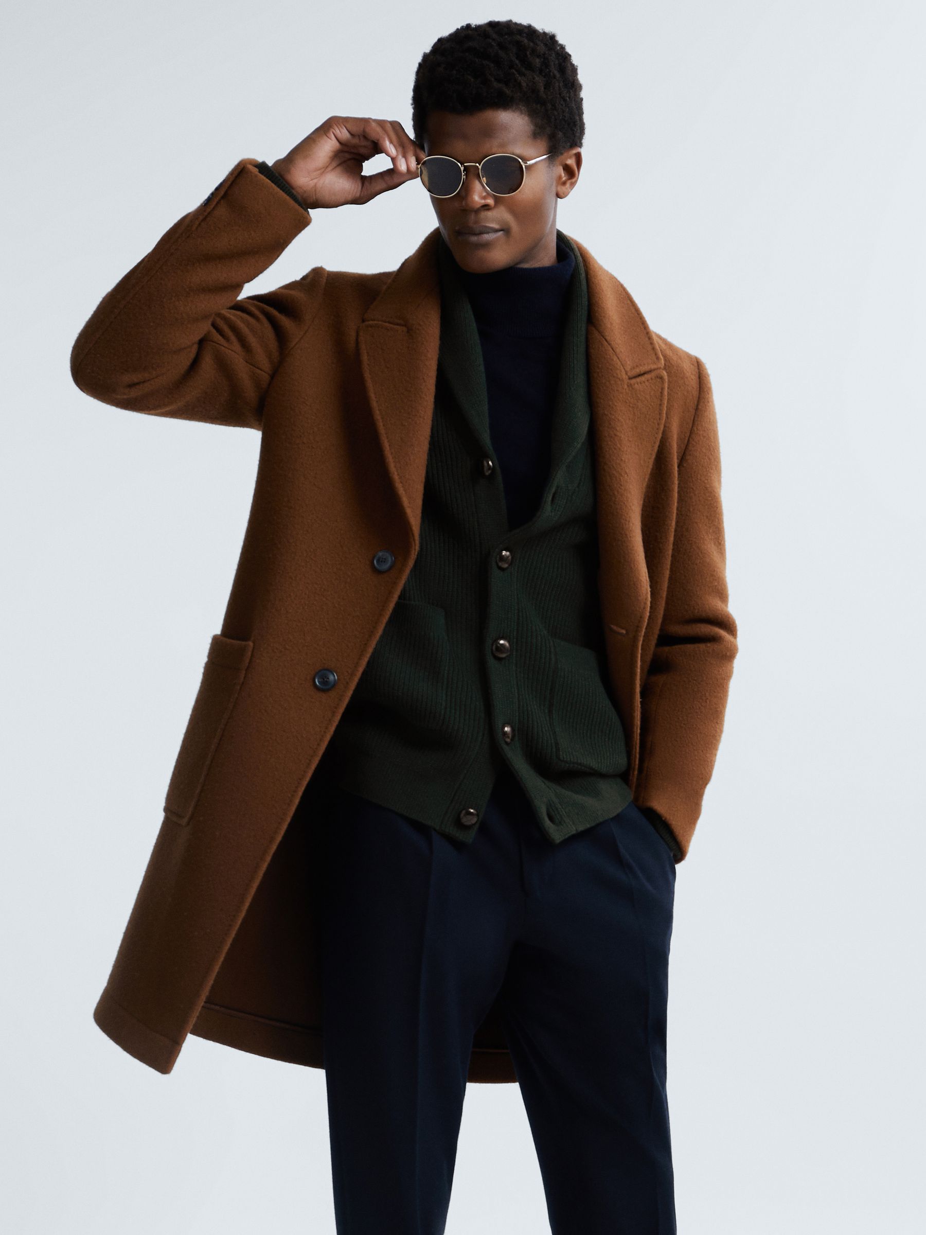 Atelier Cashmere Button-Through Cardigan in Forest Green - Image 1 of 7