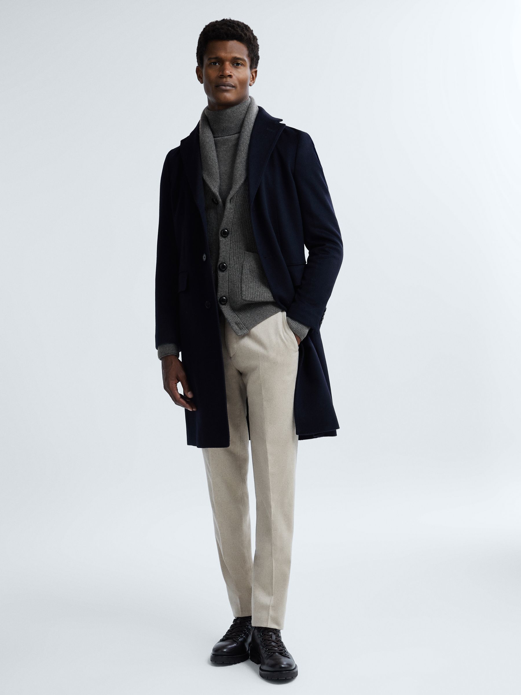 Atelier Cashmere Button-Through Cardigan in Charcoal Melange - Image 3 of 7